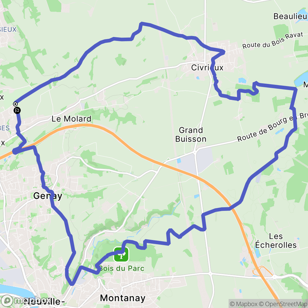 Massieux : carte du parcours de randonnée - France