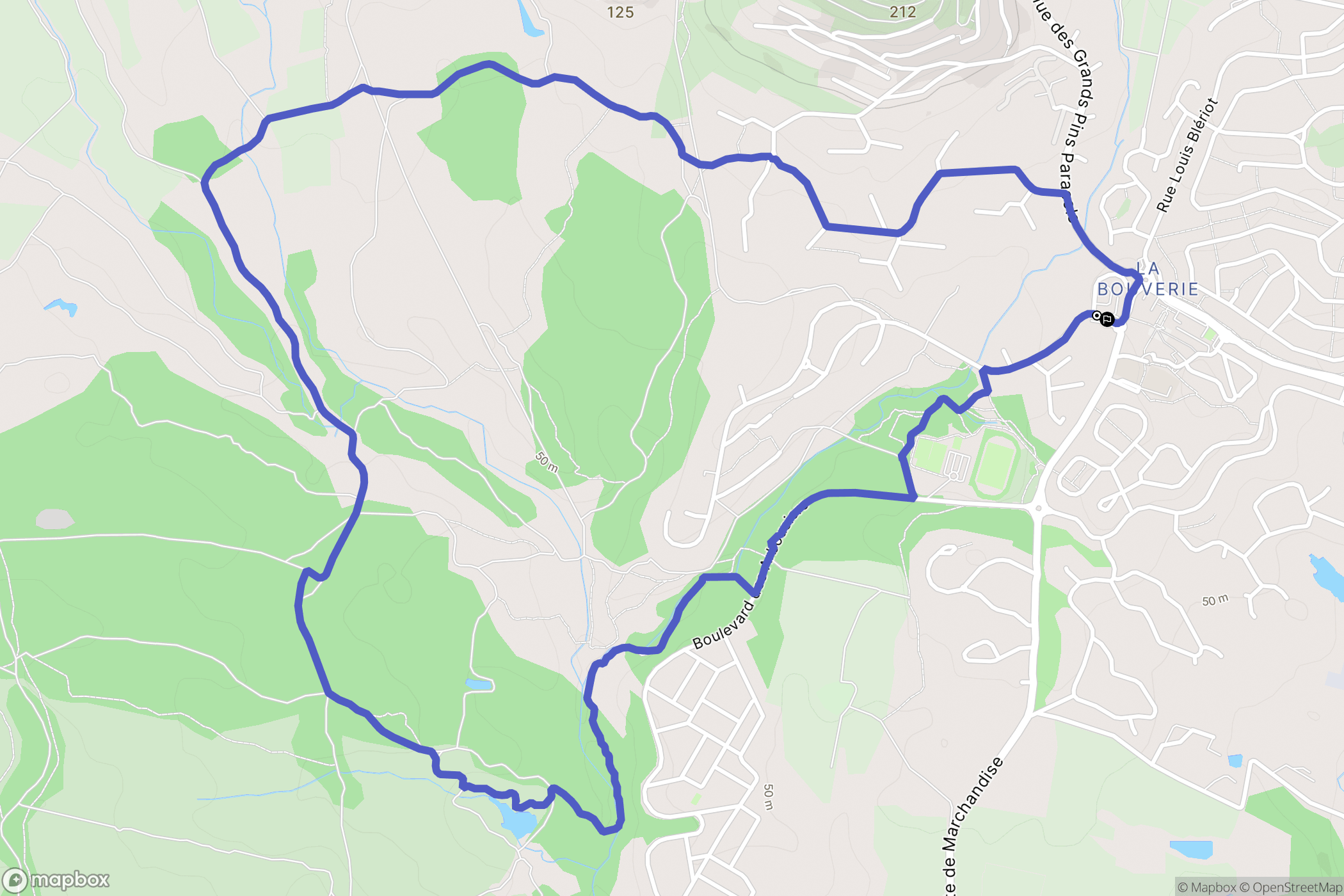 La Bouverie : carte du parcours de randonnée - France
