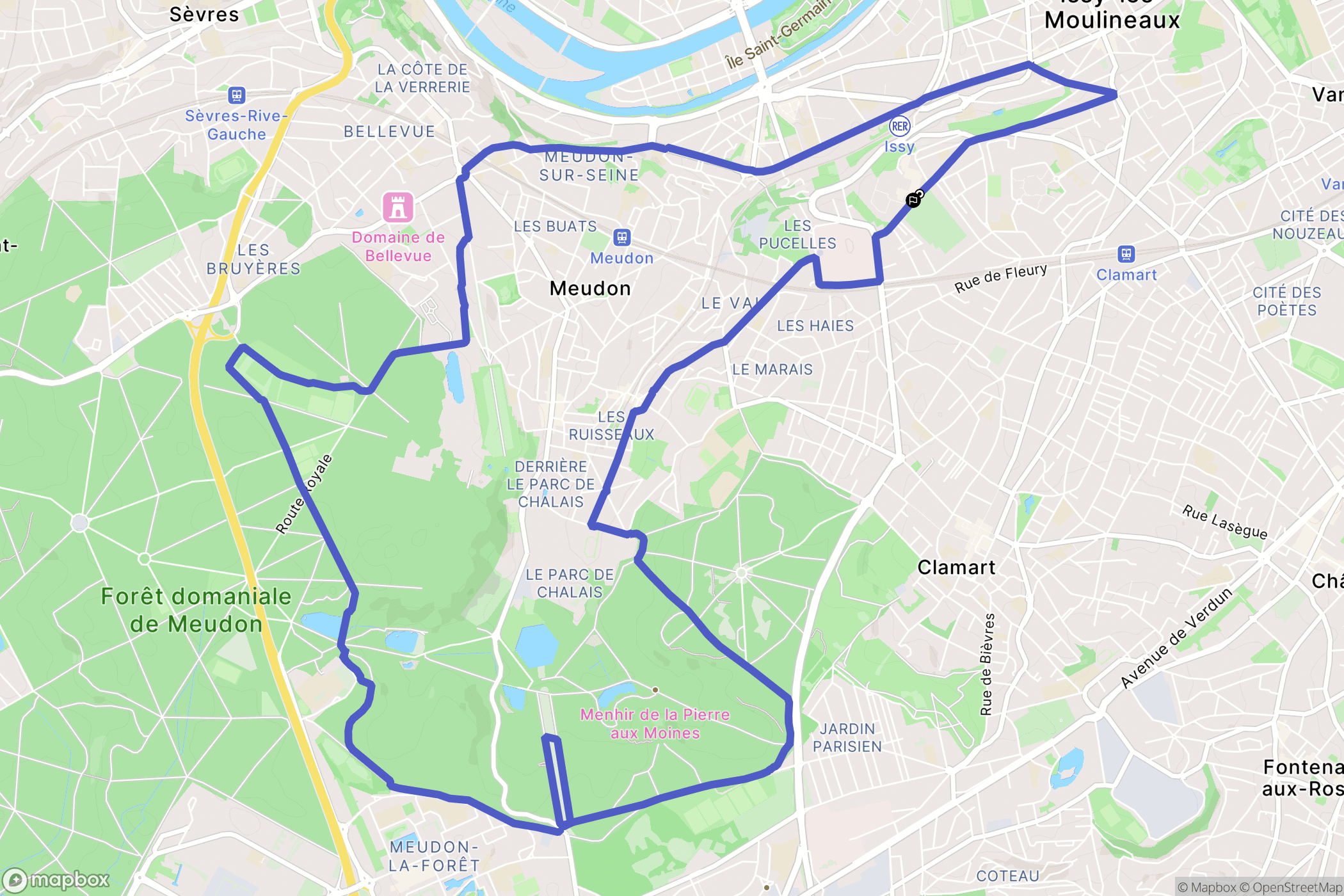 Issy-les-Moulineaux : carte du parcours de randonnée - France