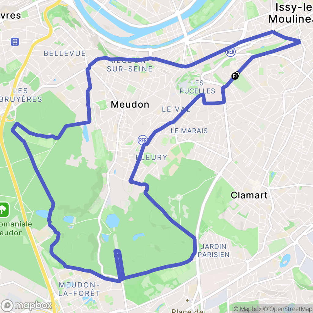 Issy-les-Moulineaux : carte du parcours de randonnée - France