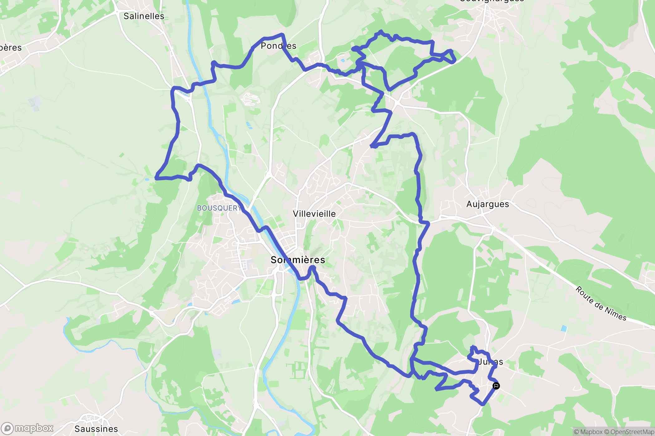 Junas : carte du parcours de randonnée - France