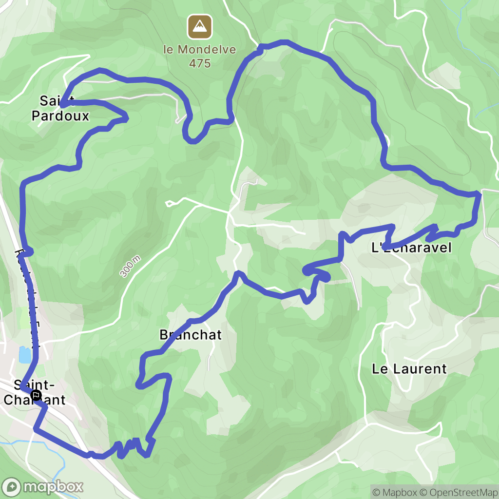 Saint-Chamant : carte du parcours de randonnée - France