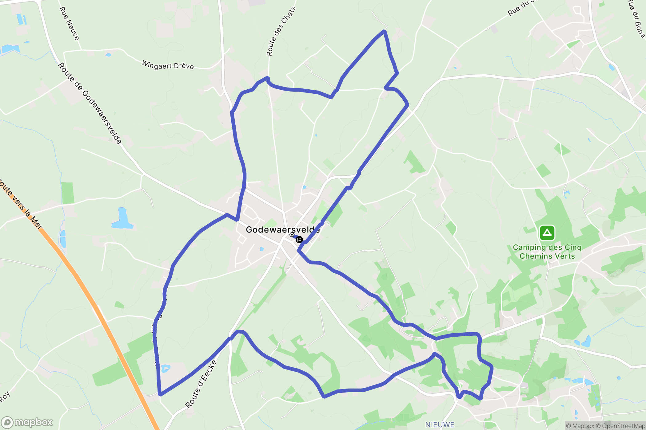 Godewaersvelde : carte du parcours de randonnée - France