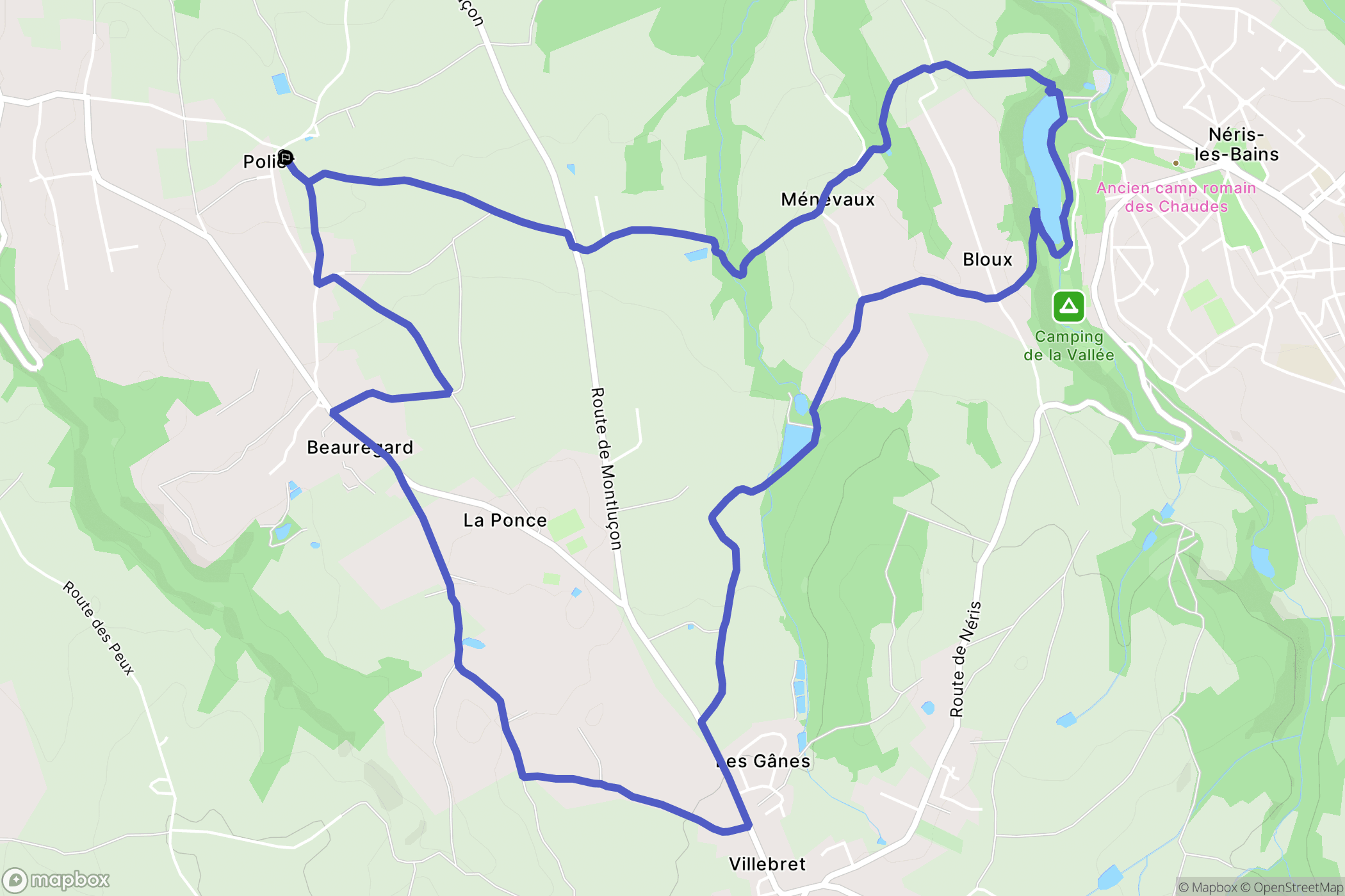 Montluçon : carte du parcours de randonnée - France