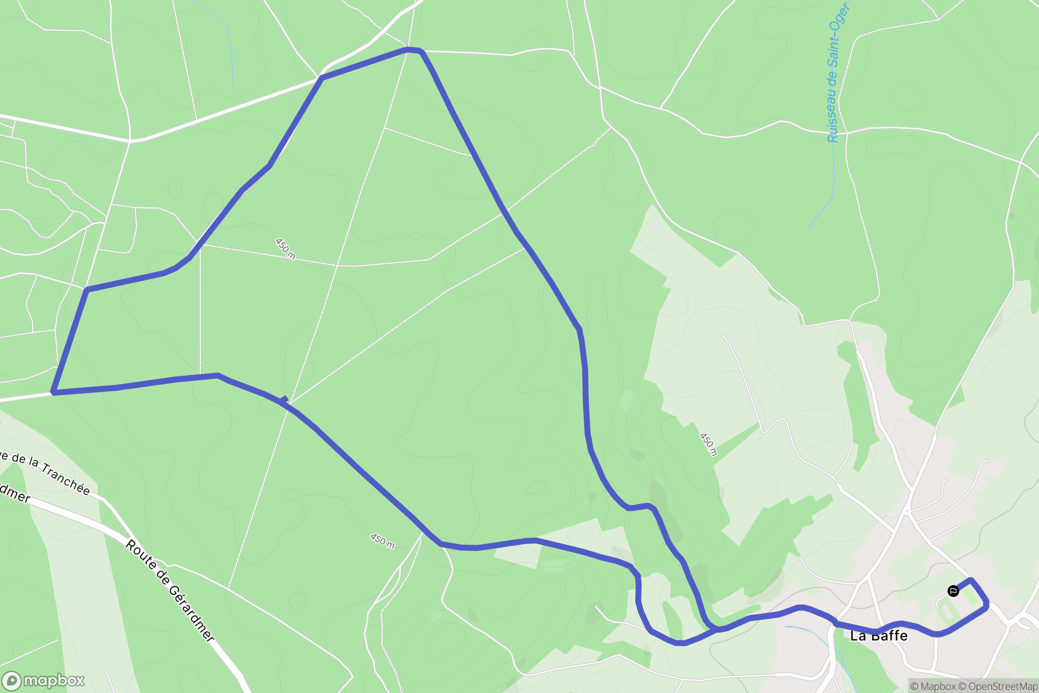 La Baffe : carte du parcours de randonnée - France