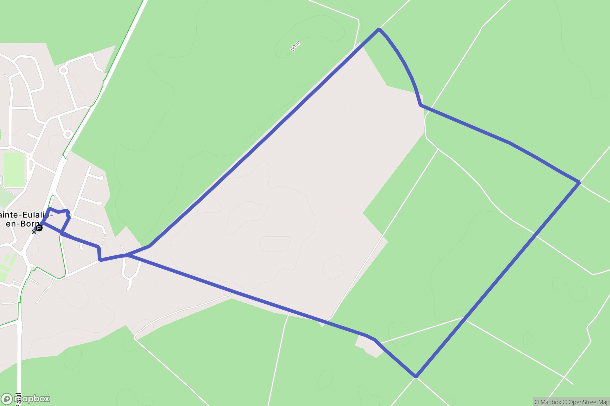Sainte-Eulalie-en-Born : carte du parcours de randonnée - France