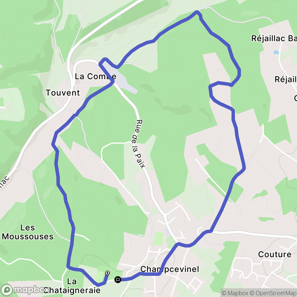 Champcevinel : carte du parcours de randonnée - France