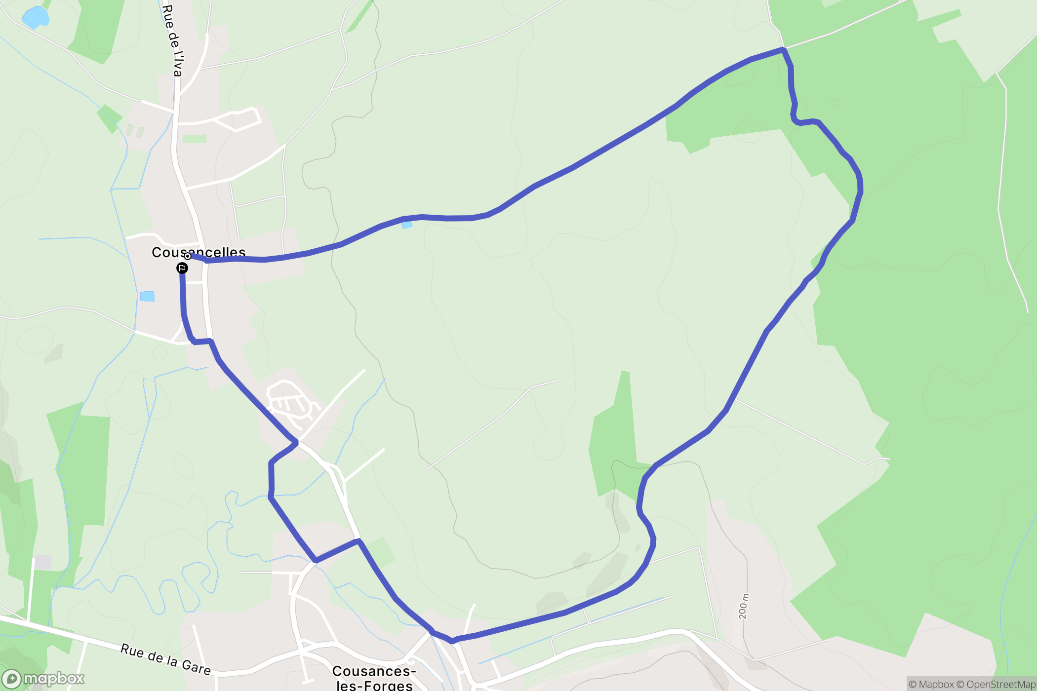 Cousances-les-Forges : carte du parcours de randonnée - France