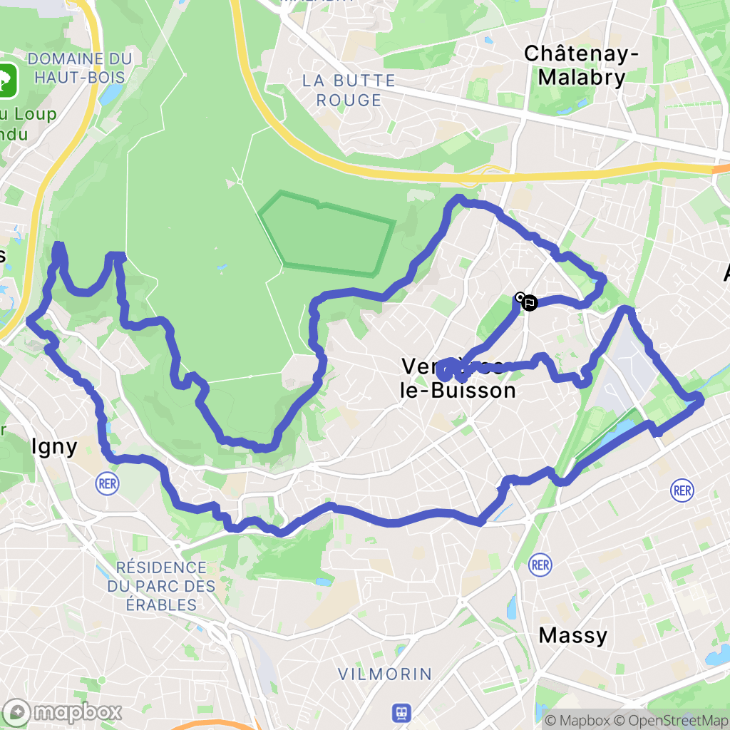 Verrières-le-Buisson : carte du parcours de randonnée - France