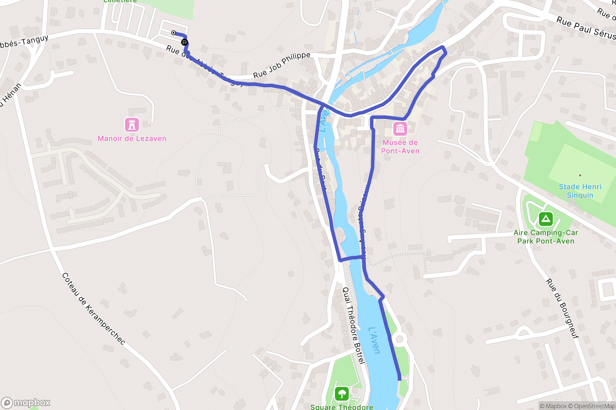 Pont-Aven : carte du parcours de randonnée - France