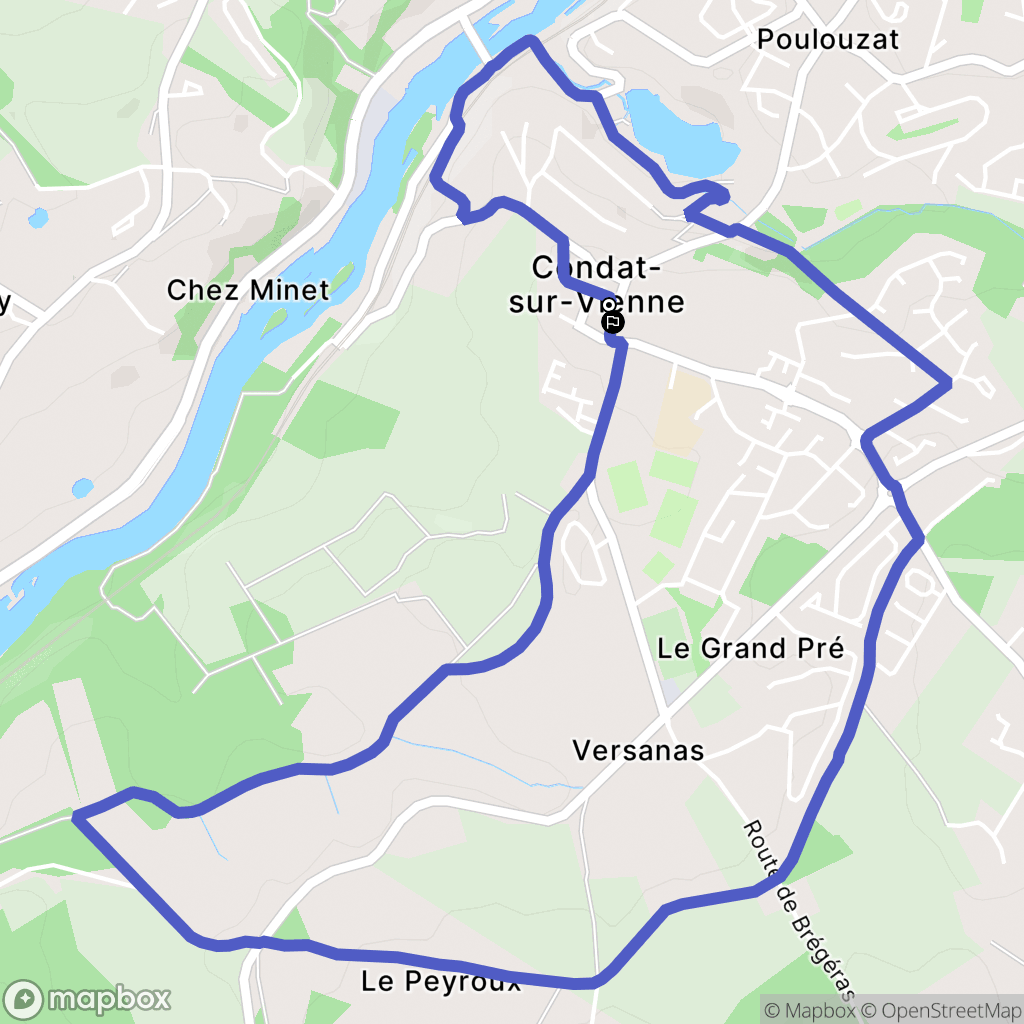 Condat-sur-Vienne : carte du parcours de randonnée - France