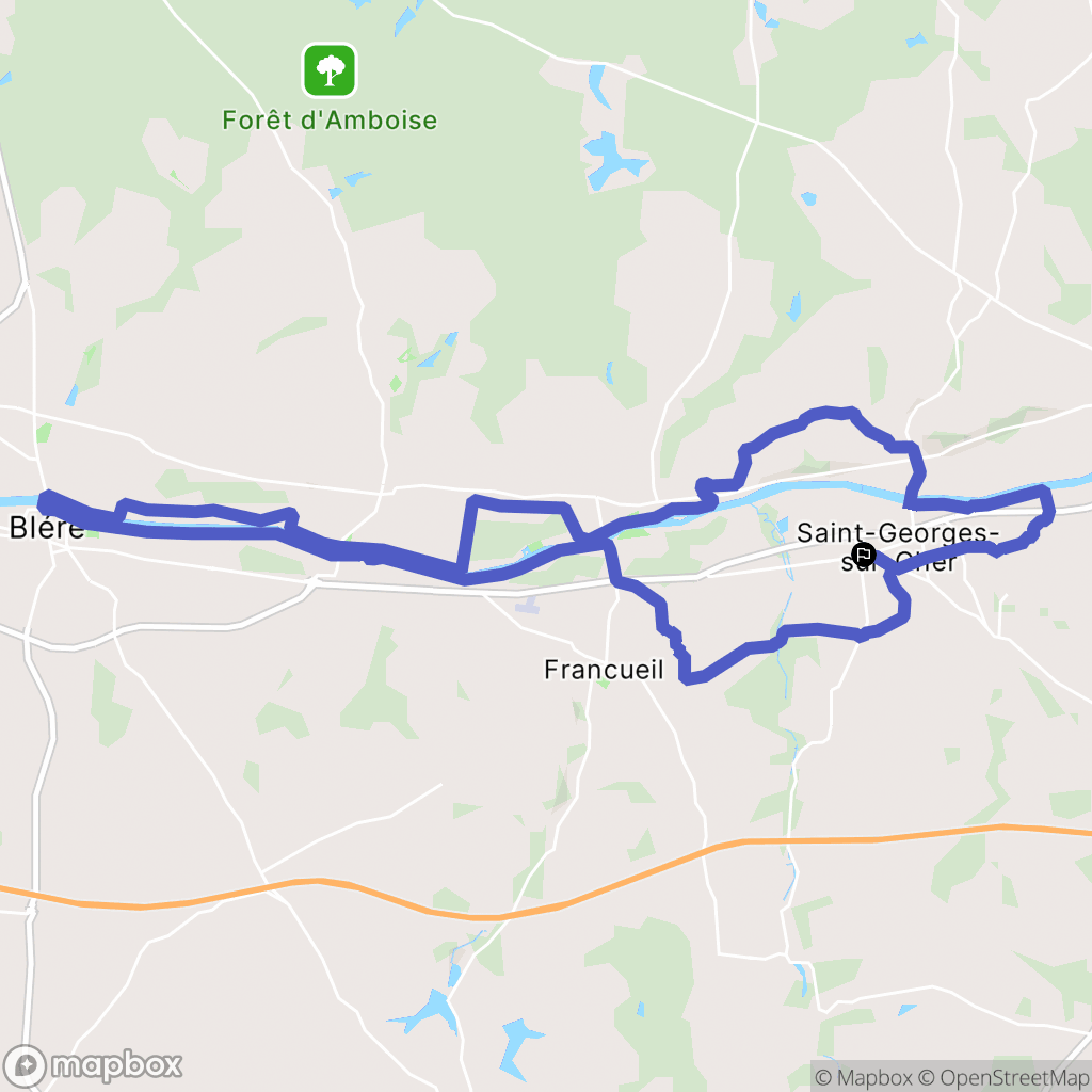 Saint-Georges-sur-Cher : carte du parcours de randonnée - France