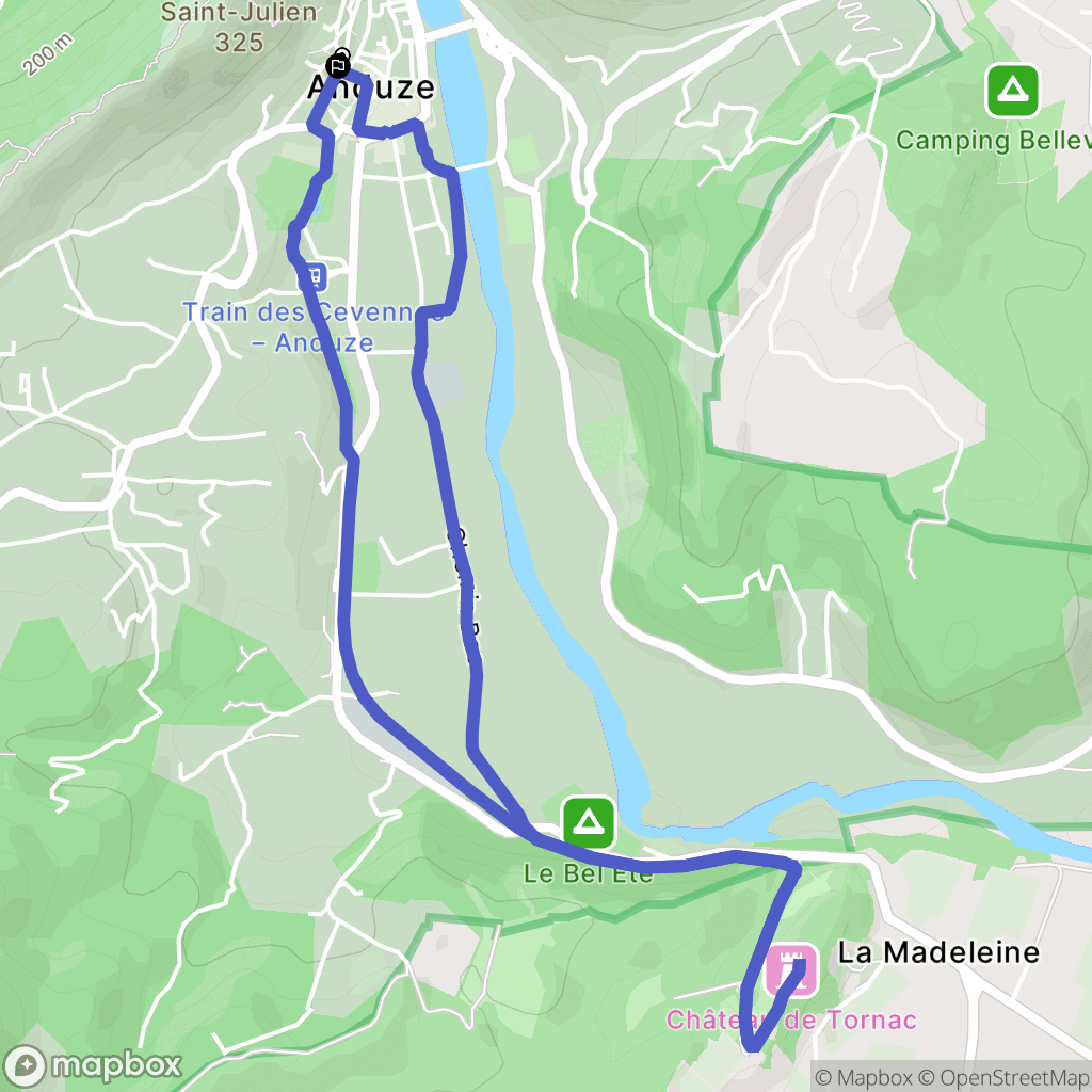 Anduze : carte du parcours de randonnée - France