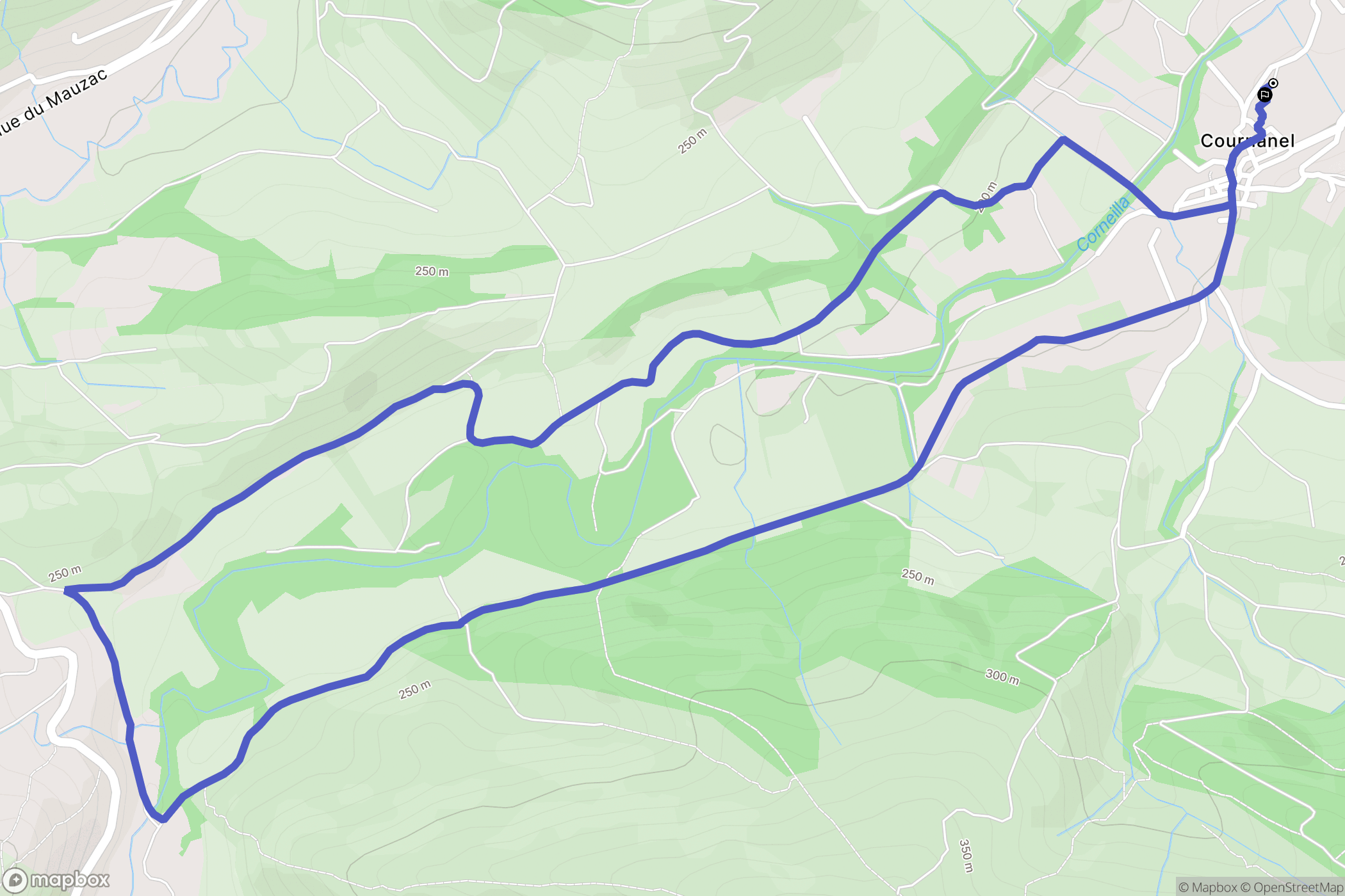 Cournanel : carte du parcours de randonnée - France