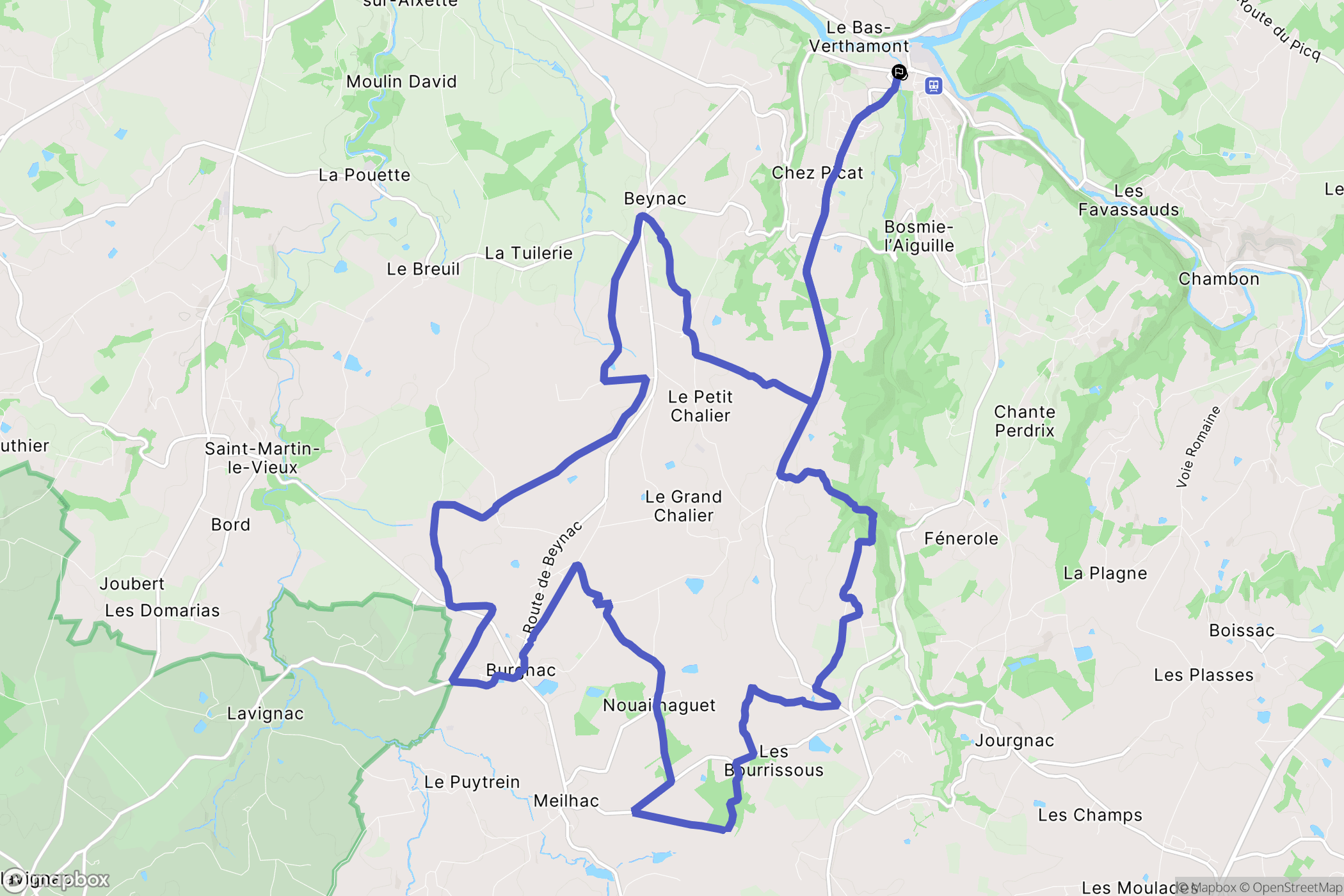Bosmie-l'Aiguille : carte du parcours de randonnée - France