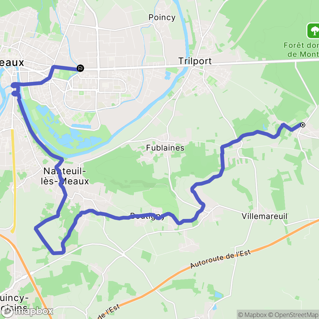 Montceaux-lès-Meaux : carte du parcours de randonnée - France