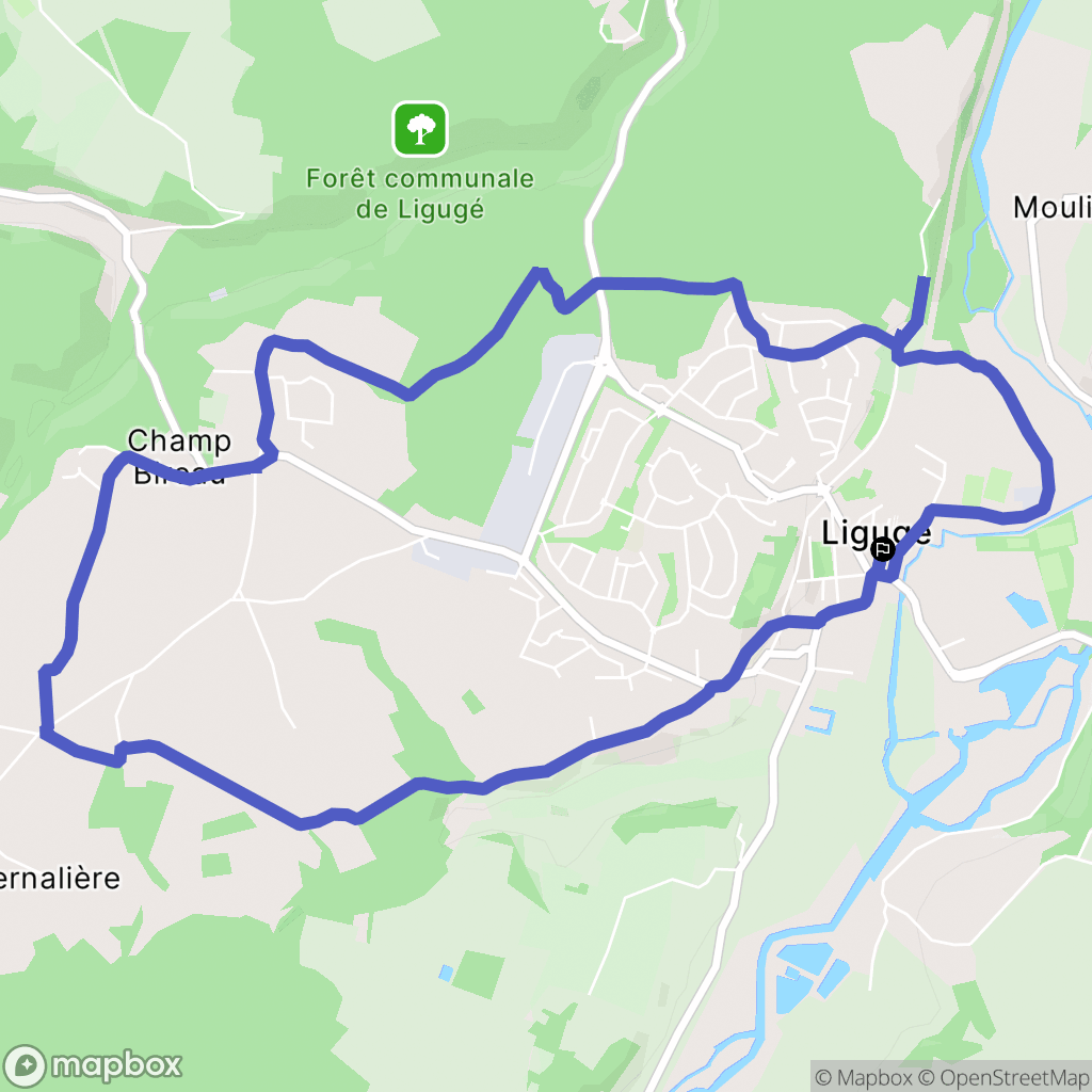 Ligugé : carte du parcours de randonnée - France