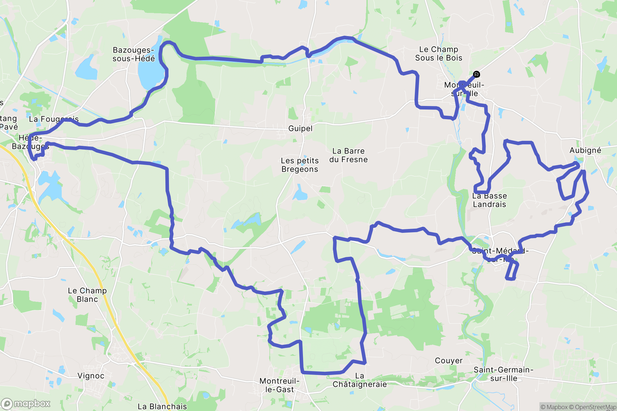 Montreuil-sur-Ille : carte du parcours de randonnée - France