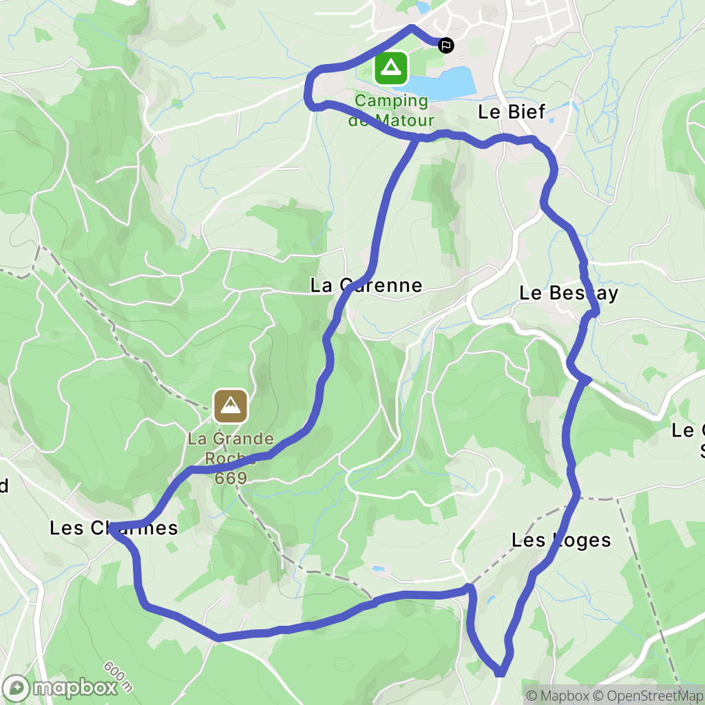 Matour : carte du parcours de randonnée - France