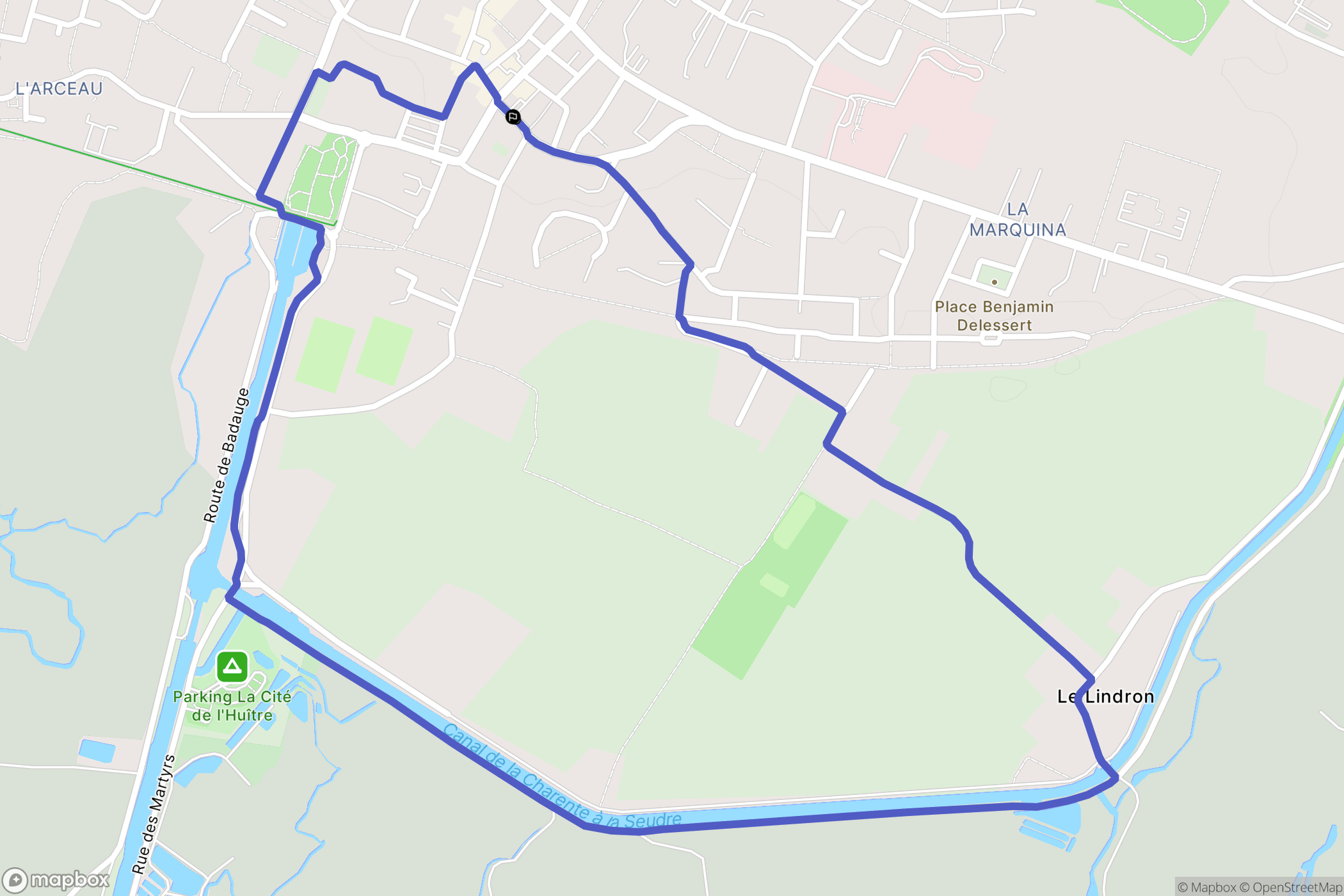 Marennes-Hiers-Brouage : carte du parcours de randonnée - France