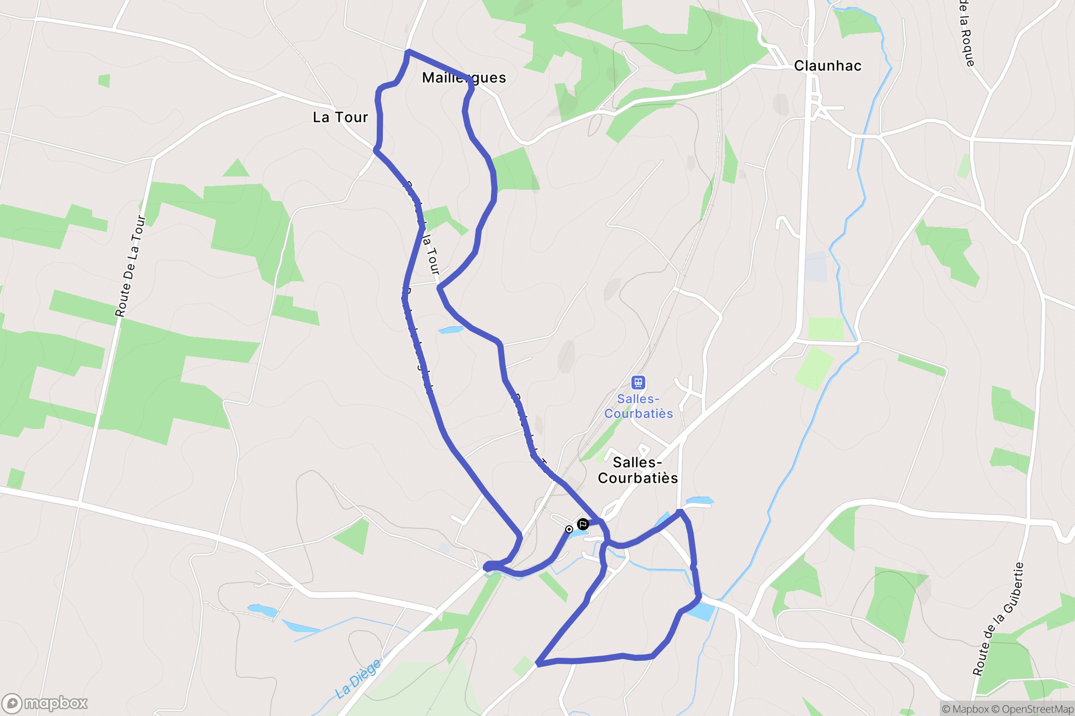 Salles-Courbatiès : carte du parcours de randonnée - France