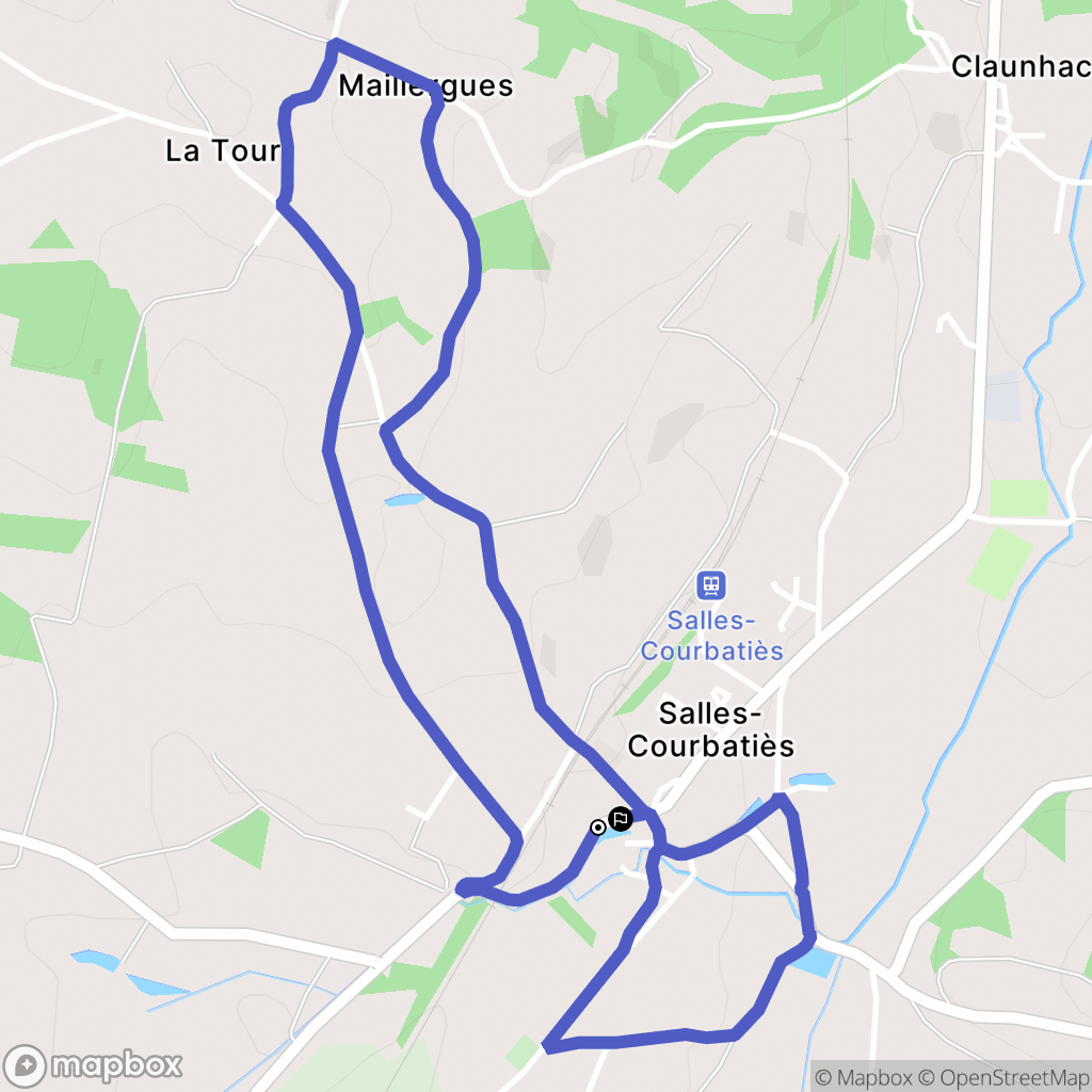Salles-Courbatiès : carte du parcours de randonnée - France