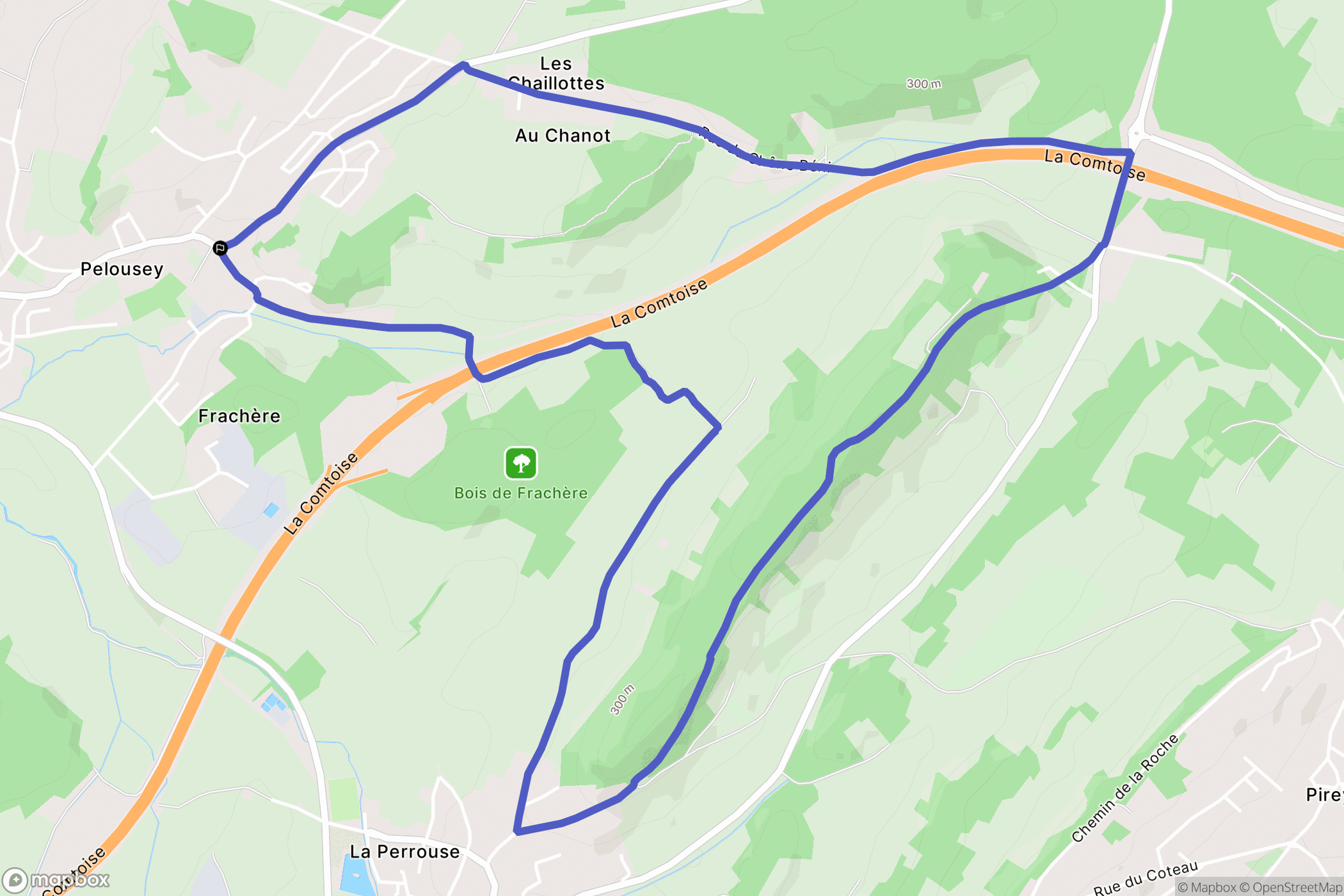 Pelousey : carte du parcours de randonnée - France