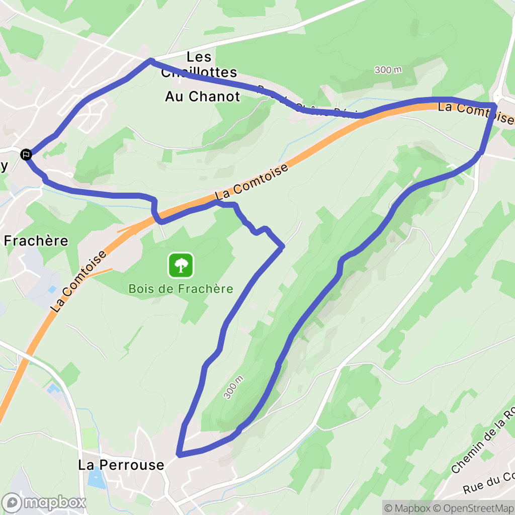 Pelousey : carte du parcours de randonnée - France