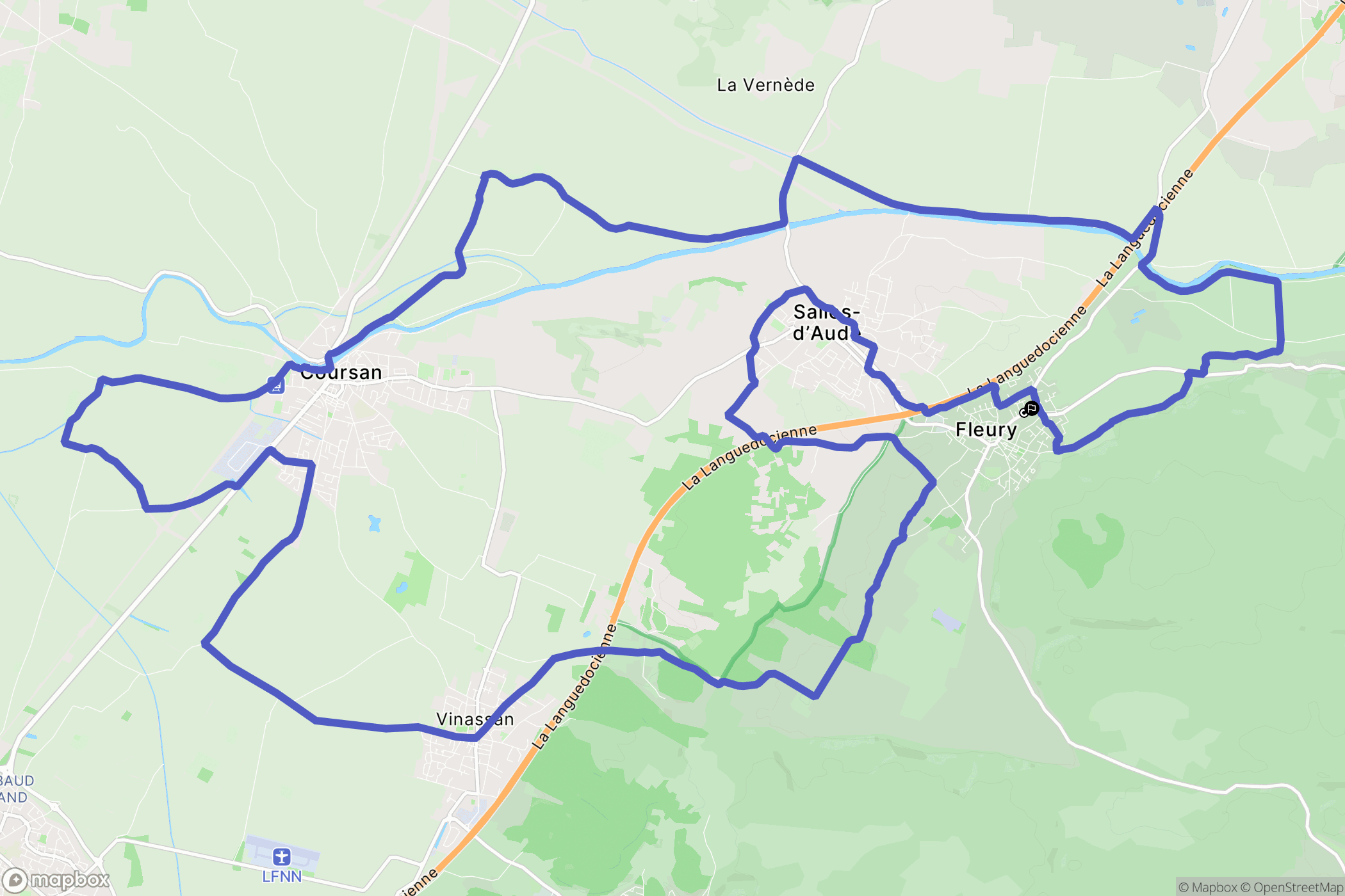 Fleury : carte du parcours de randonnée - France