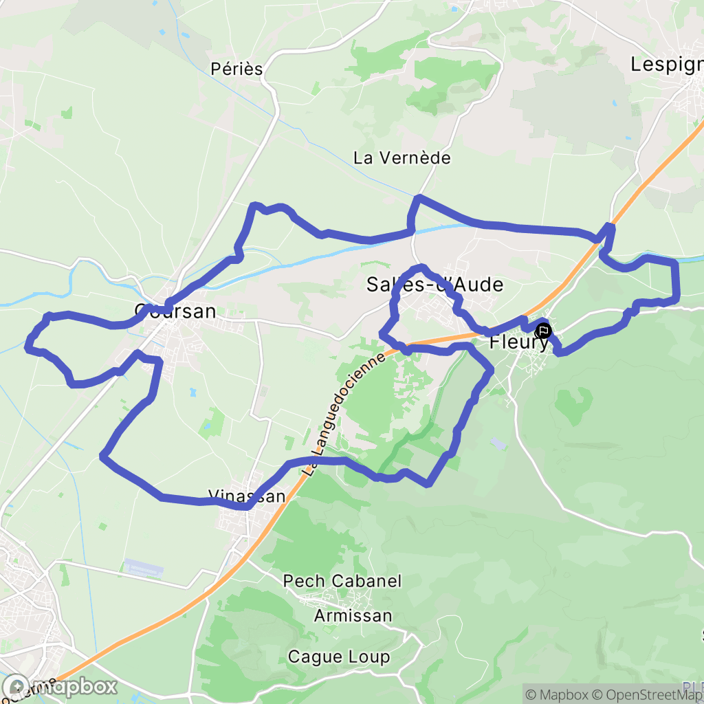 Fleury : carte du parcours de randonnée - France