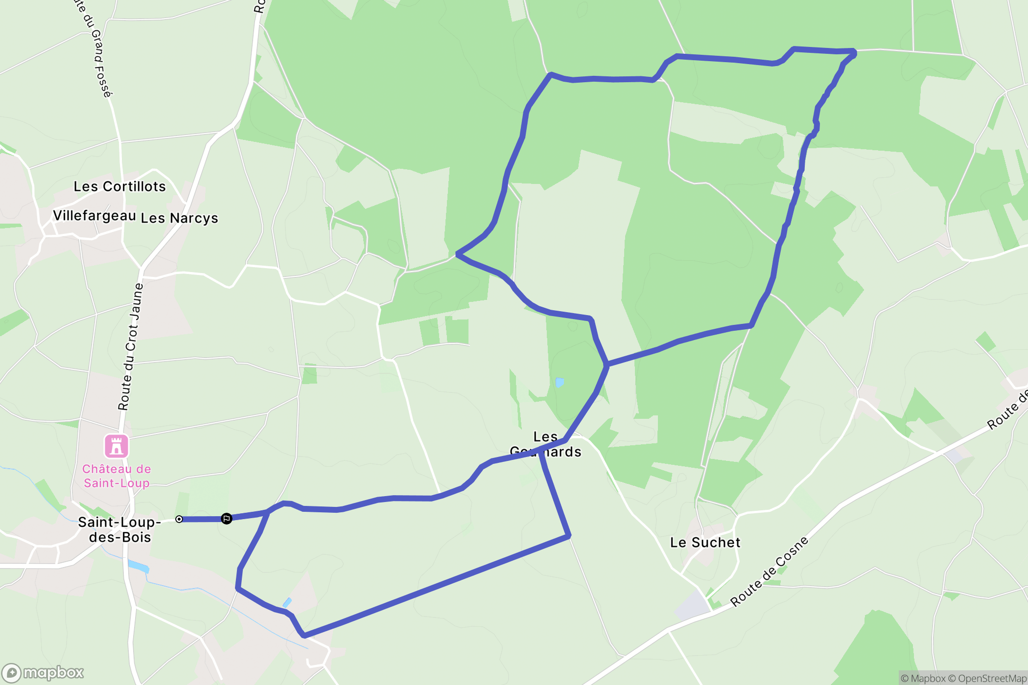 Saint-Loup-des-Bois : carte du parcours de randonnée - France