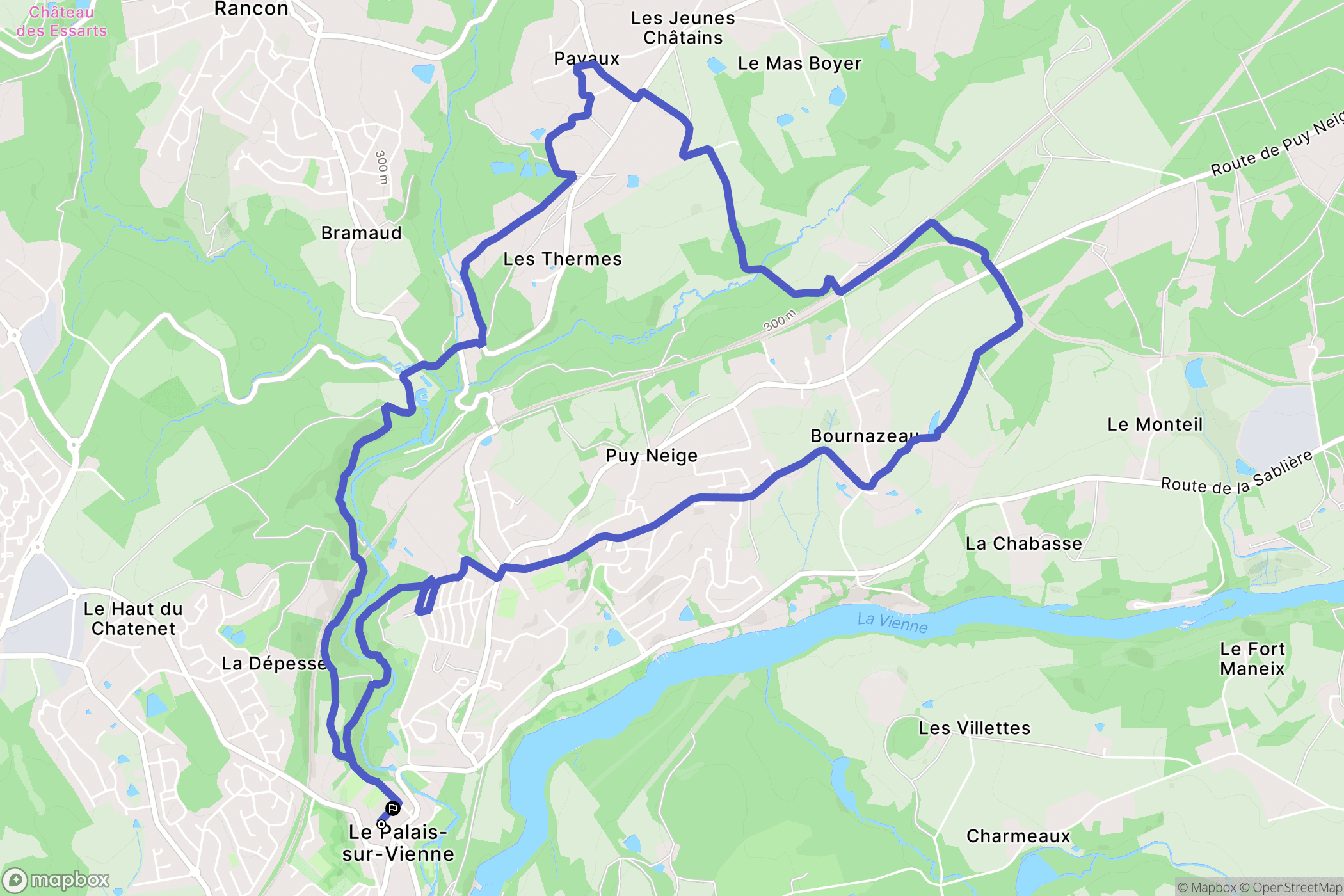 Le Palais-sur-Vienne : carte du parcours de randonnée - France