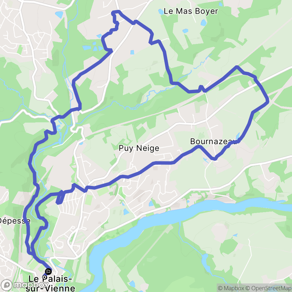 Le Palais-sur-Vienne : carte du parcours de randonnée - France