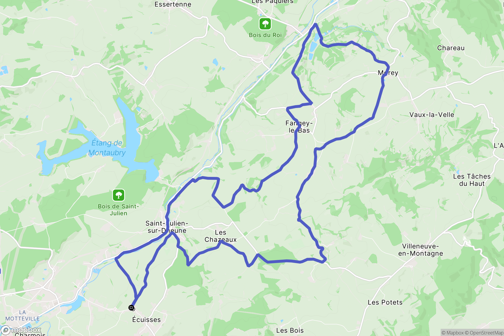 Écuisses : carte du parcours de randonnée - France