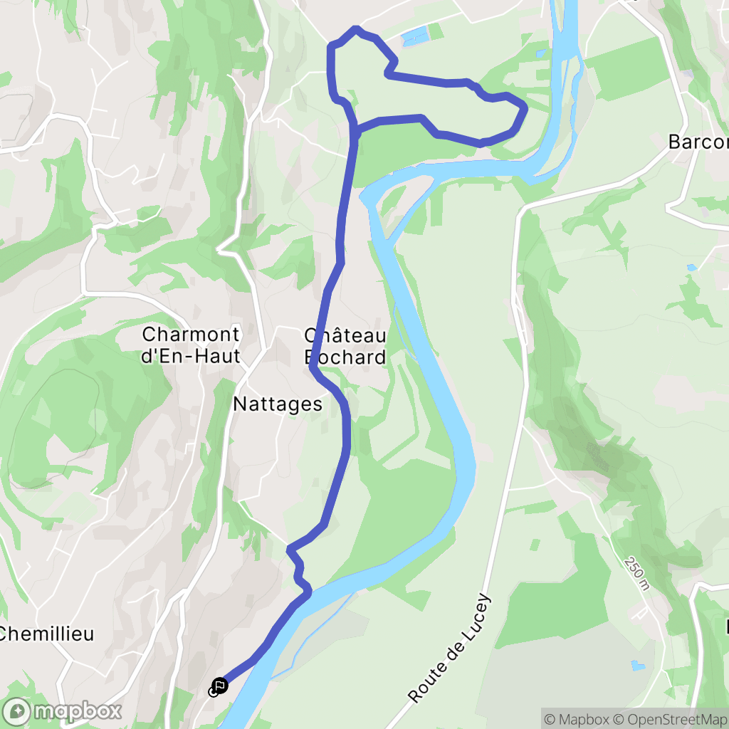 Parves-et-Nattages : carte du parcours de randonnée - France