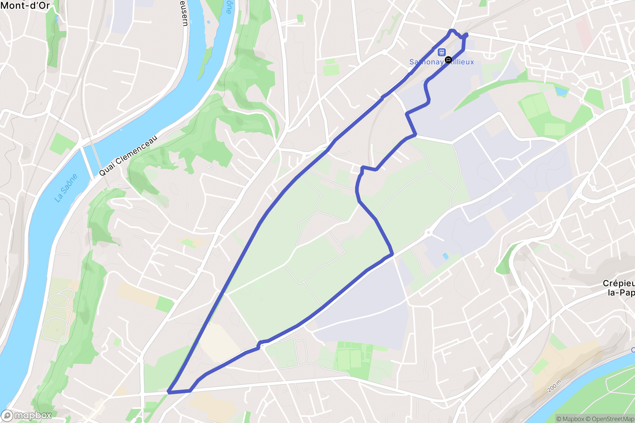 Rillieux-la-Pape : carte du parcours de randonnée - France