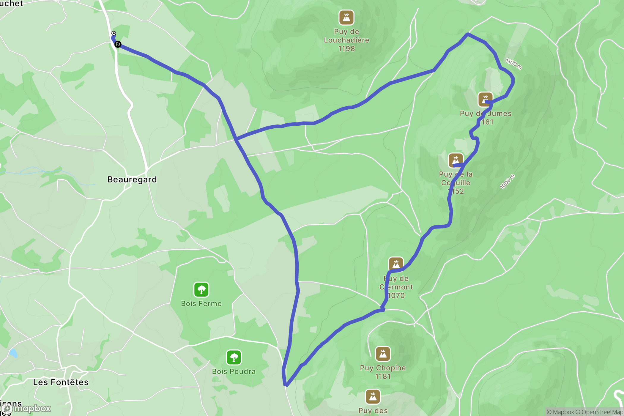 Saint-Ours : carte du parcours de randonnée - France