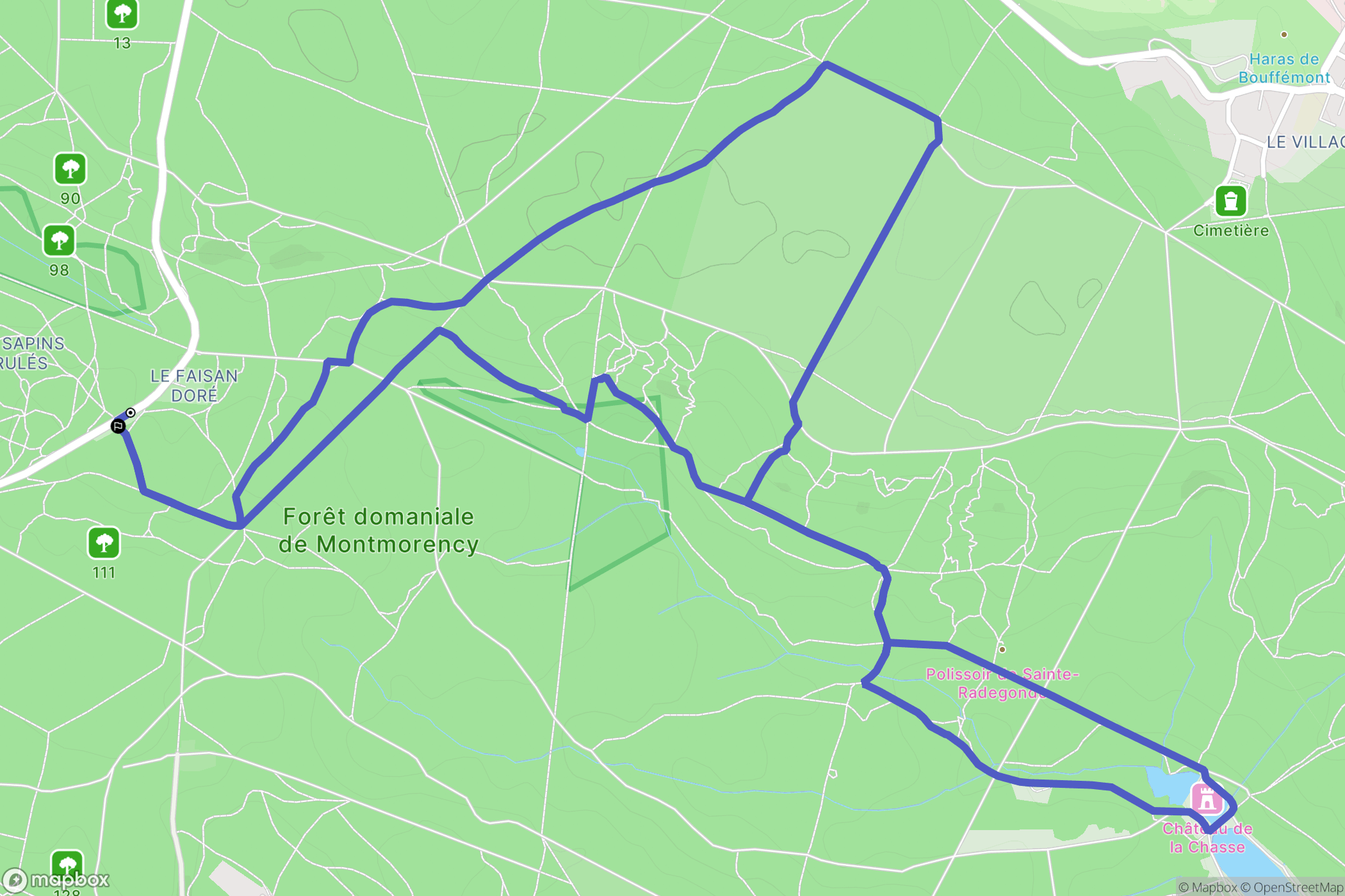 Saint-Prix : carte du parcours de randonnée - France