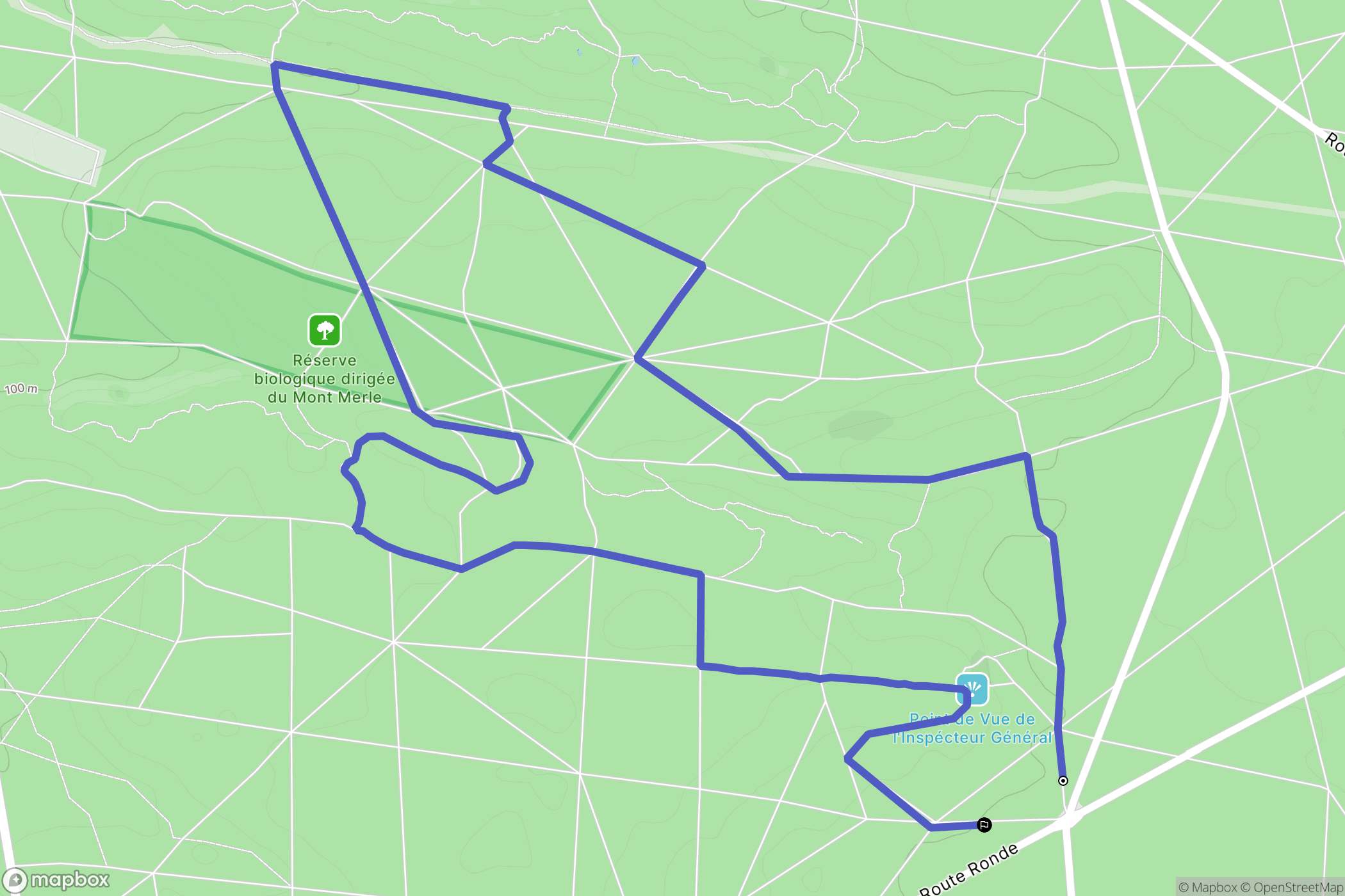 Fontainebleau : carte du parcours de randonnée - France