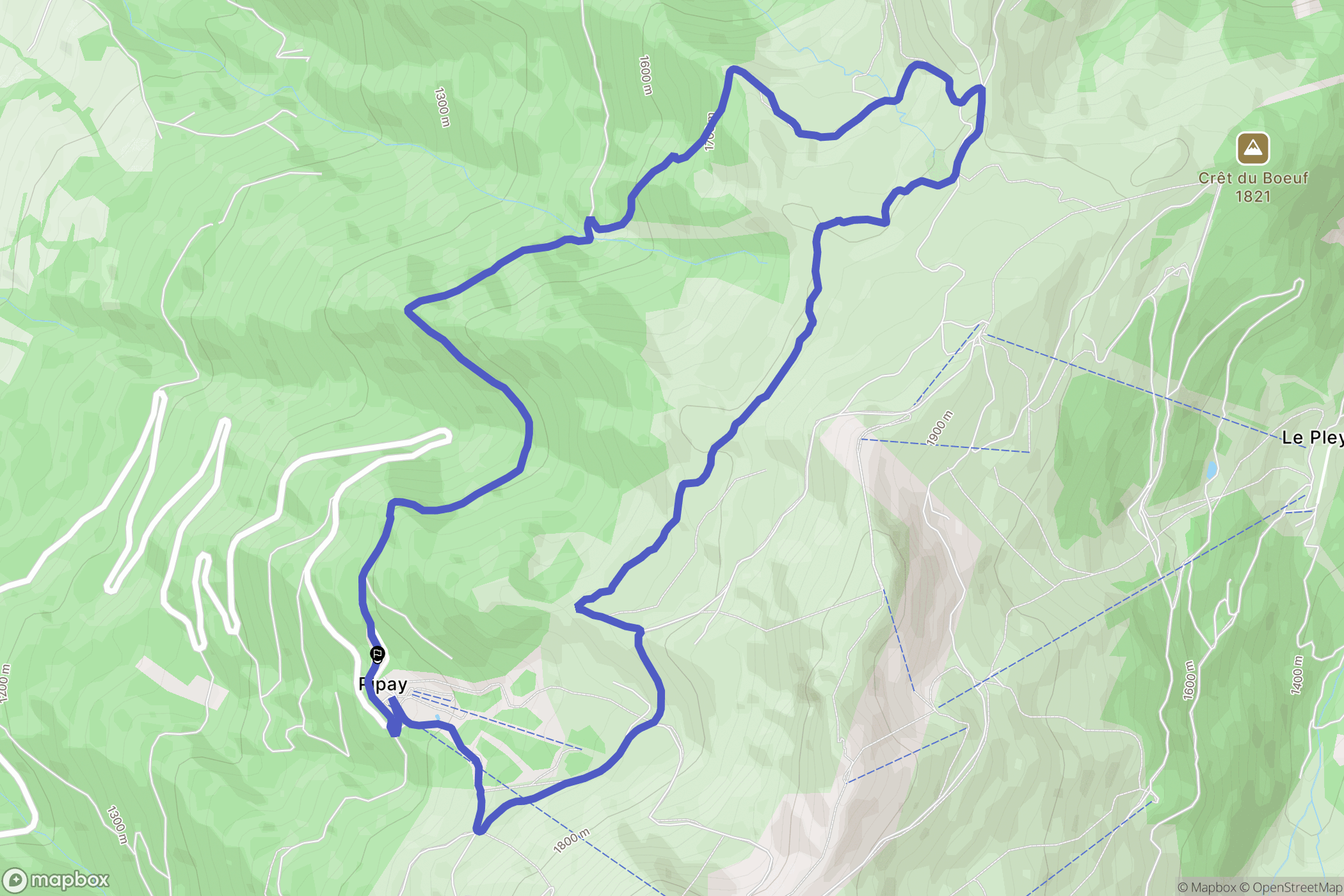 Theys : carte du parcours de randonnée - France