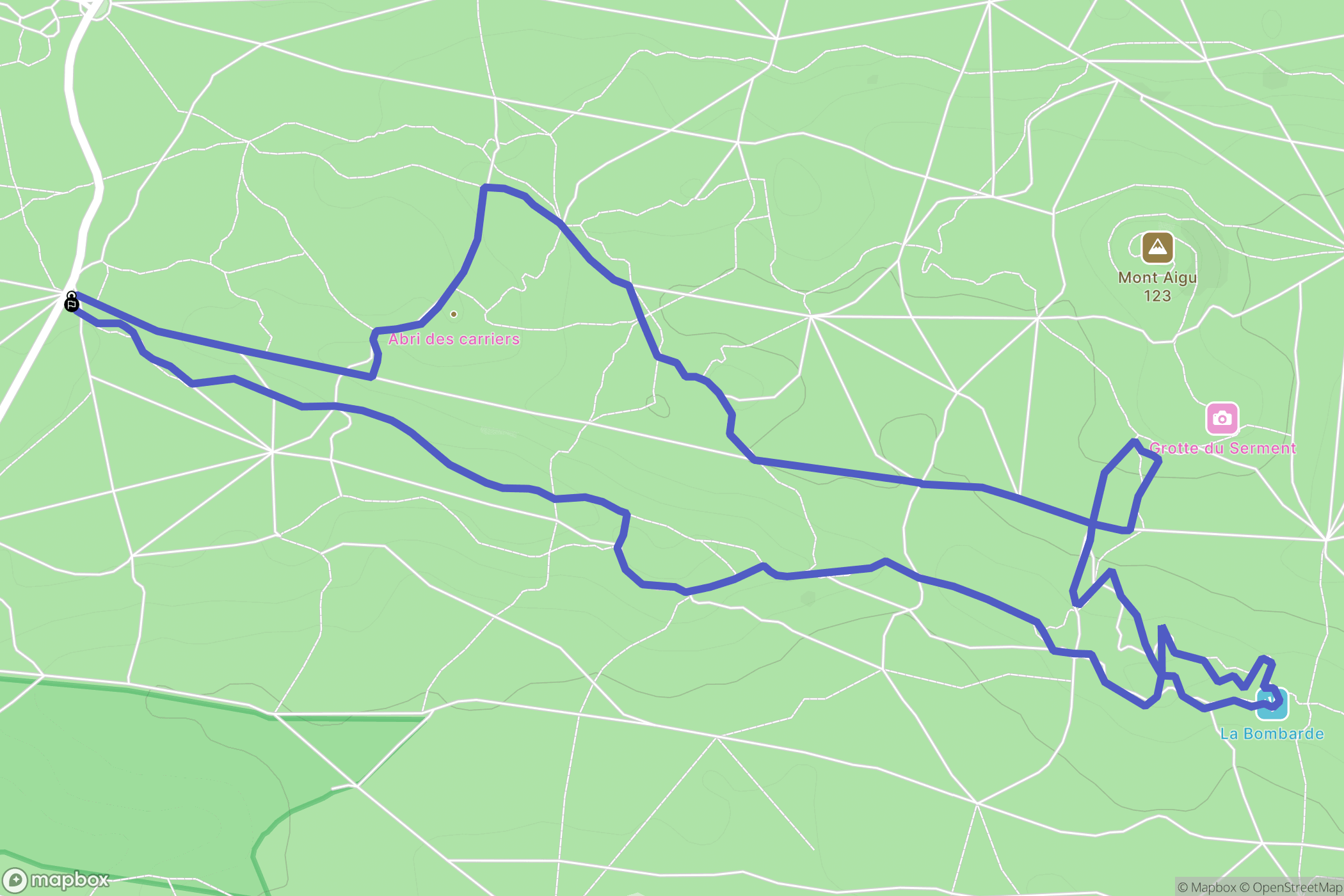 Fontainebleau : carte du parcours de randonnée - France