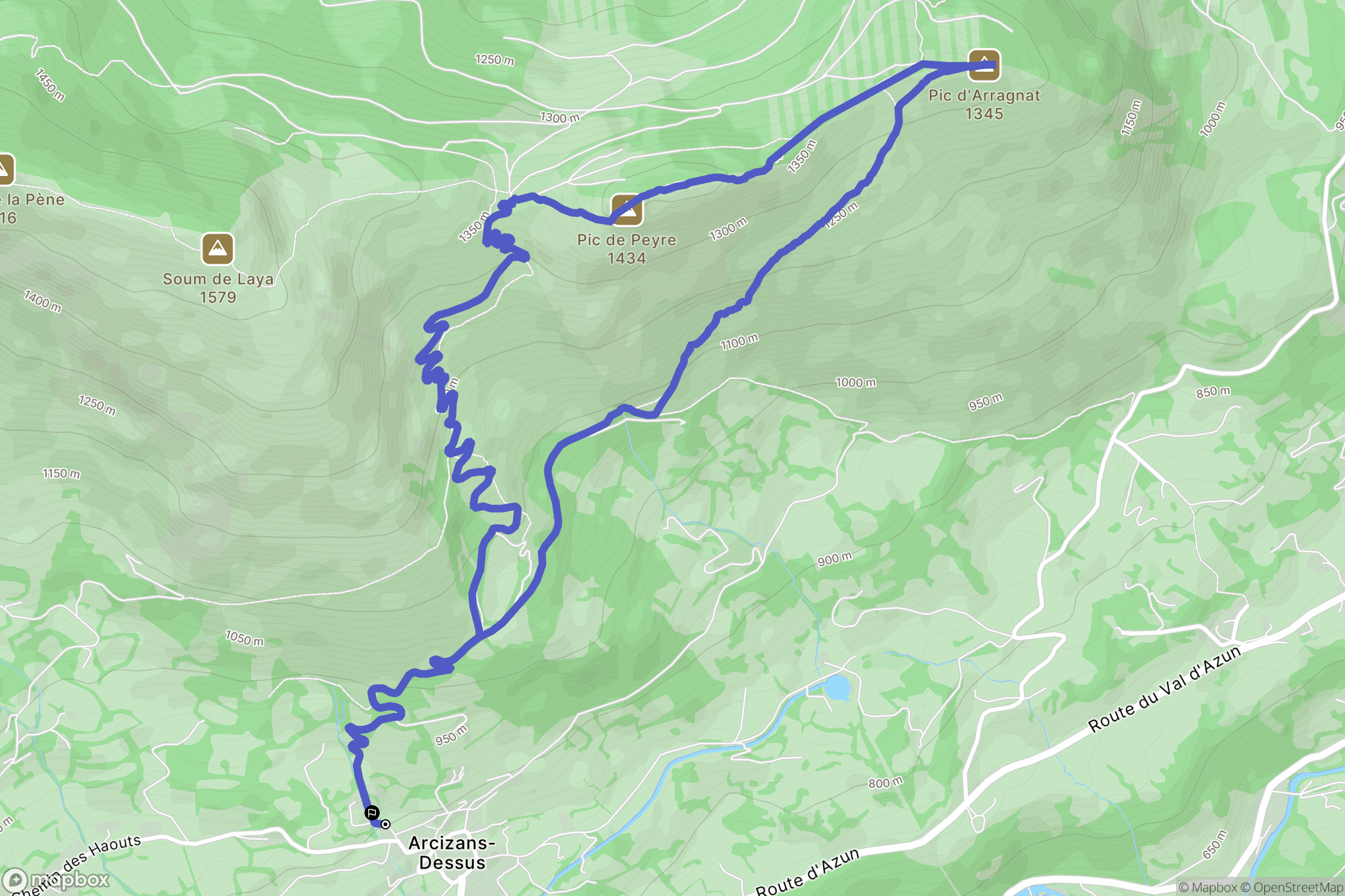 Arcizans-Dessus : carte du parcours de randonnée - France
