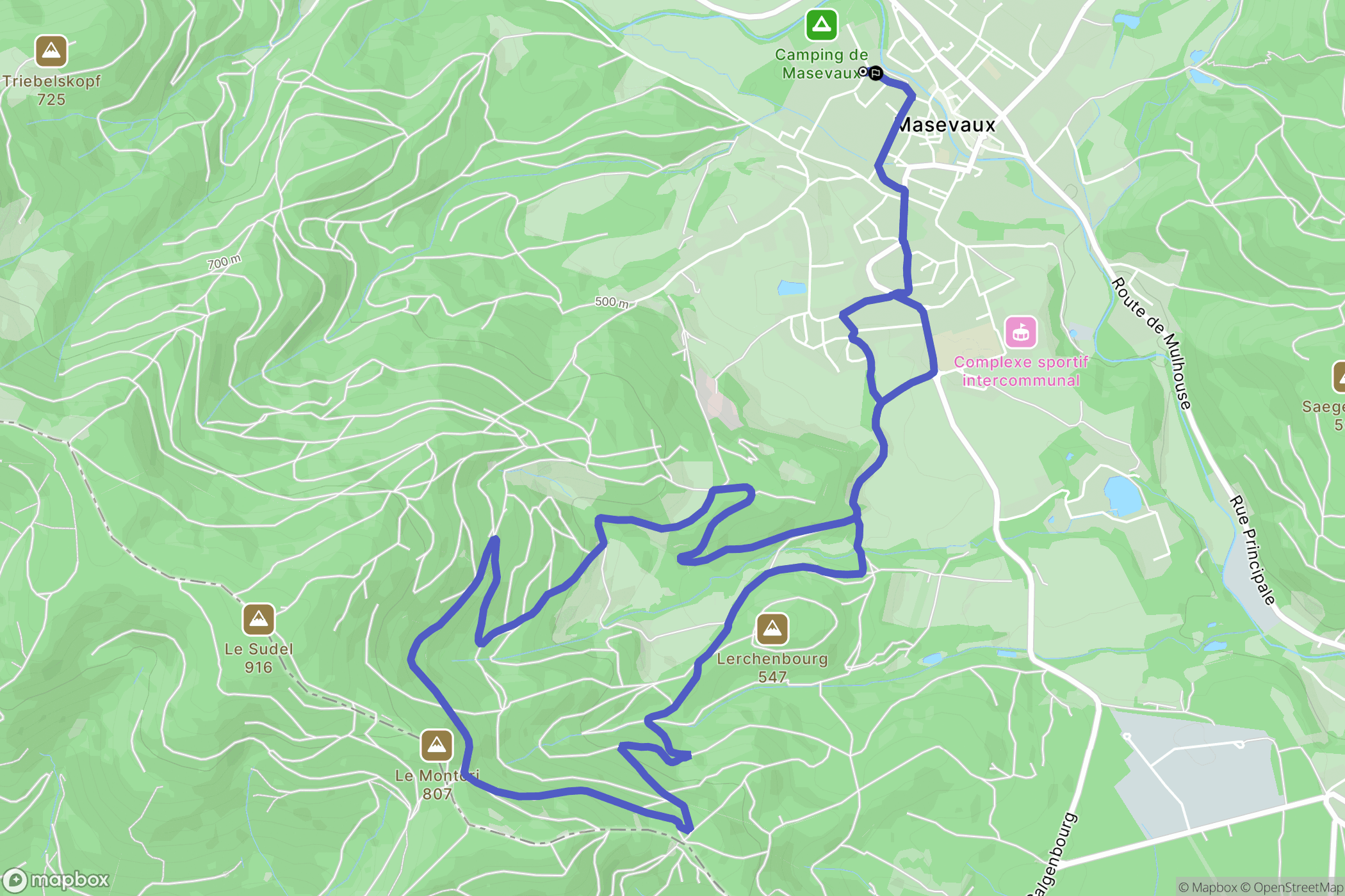 Masevaux-Niederbruck : carte du parcours de randonnée - France