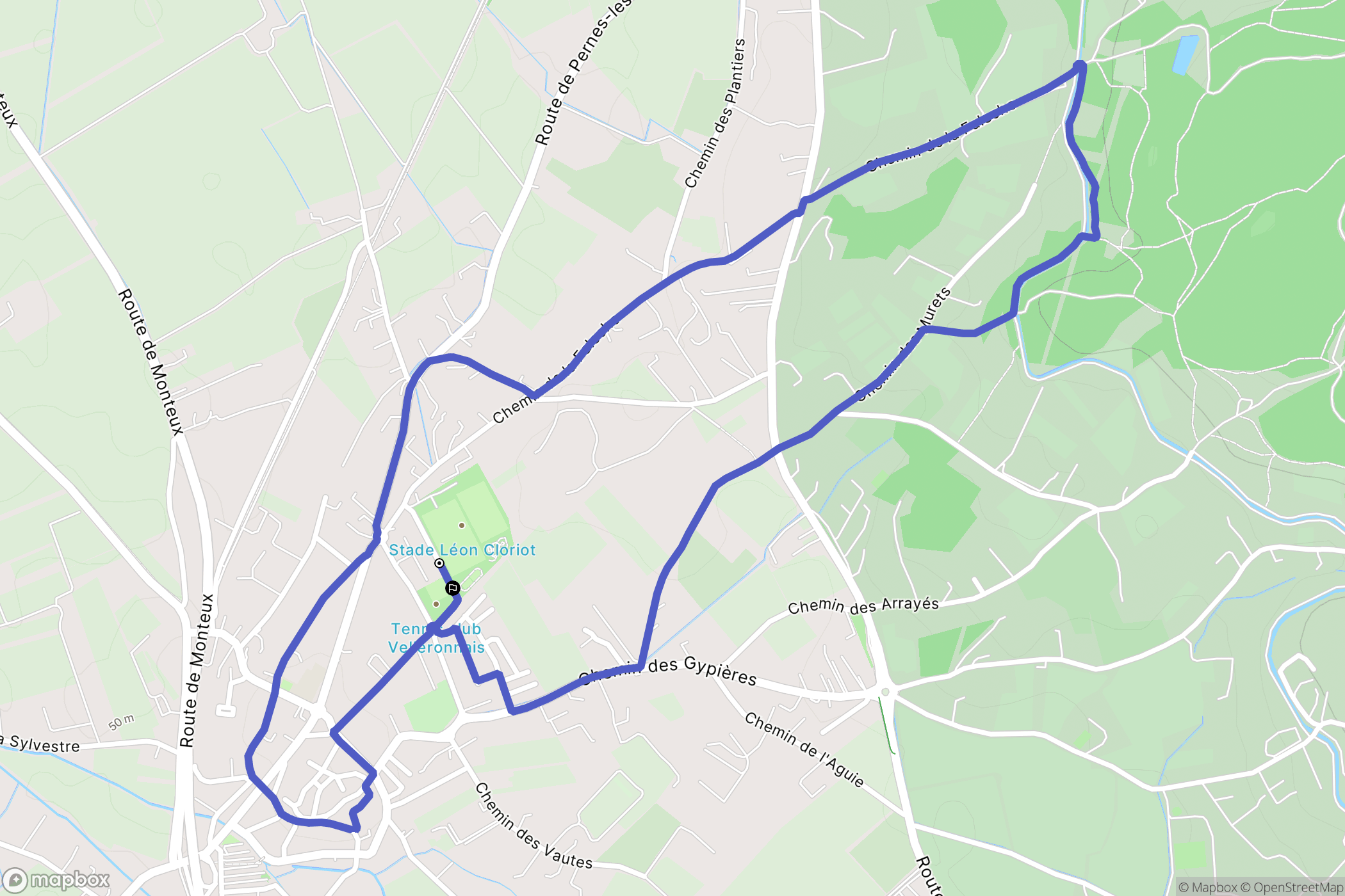 Velleron : carte du parcours de randonnée - France