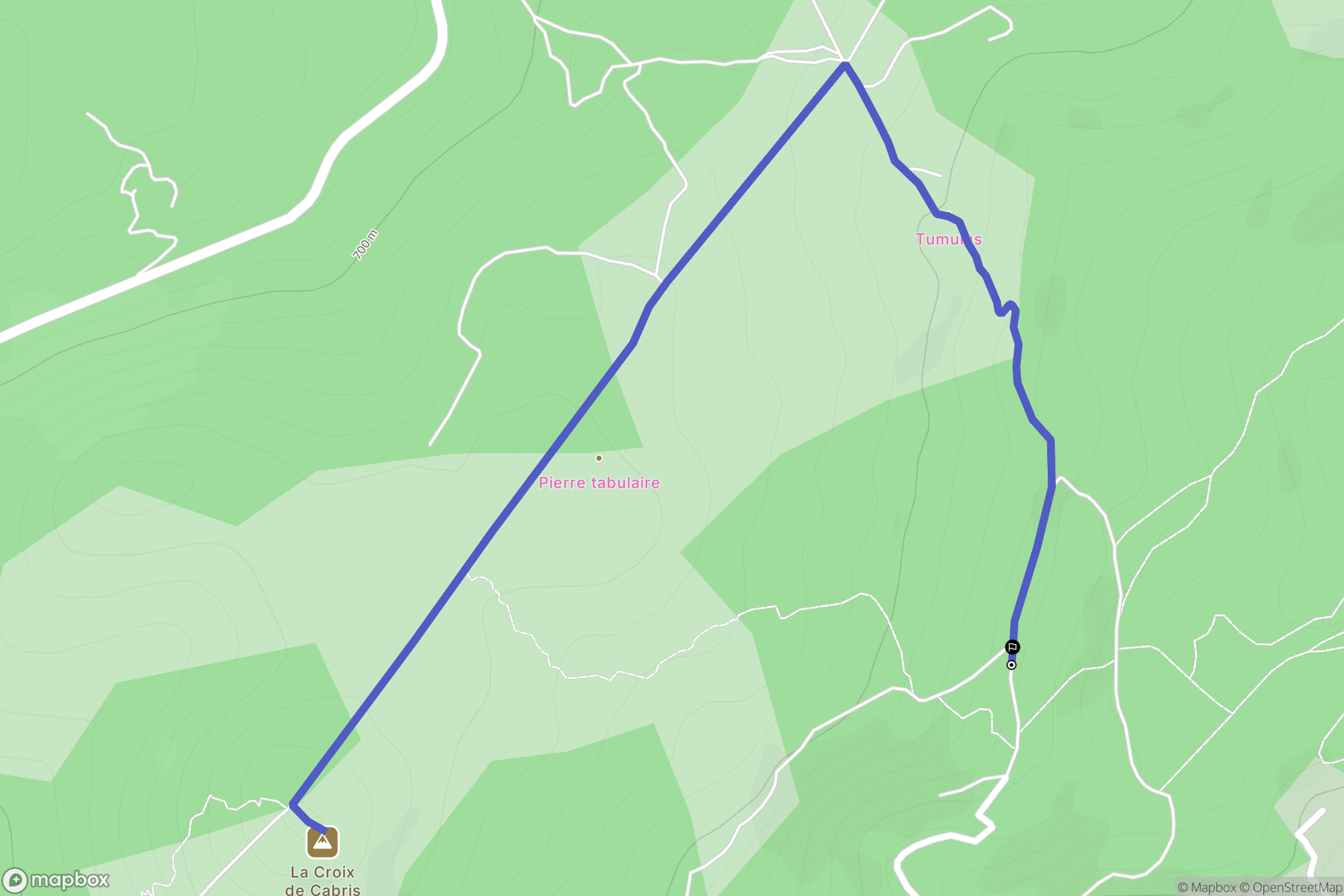 Cabris : carte du parcours de randonnée - France