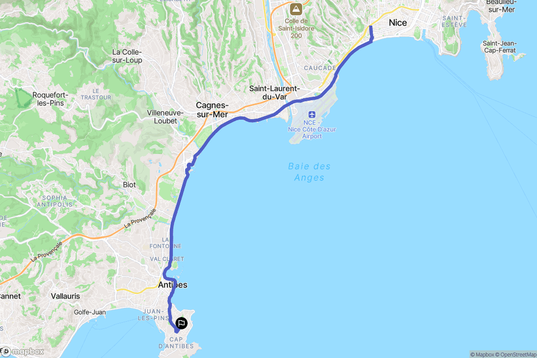 Antibes : carte du parcours de randonnée - France