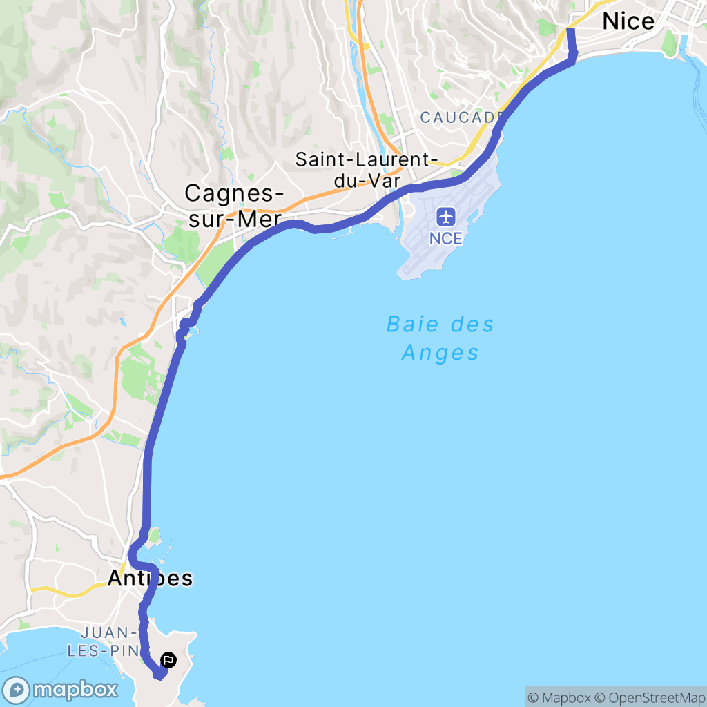 Antibes : carte du parcours de randonnée - France