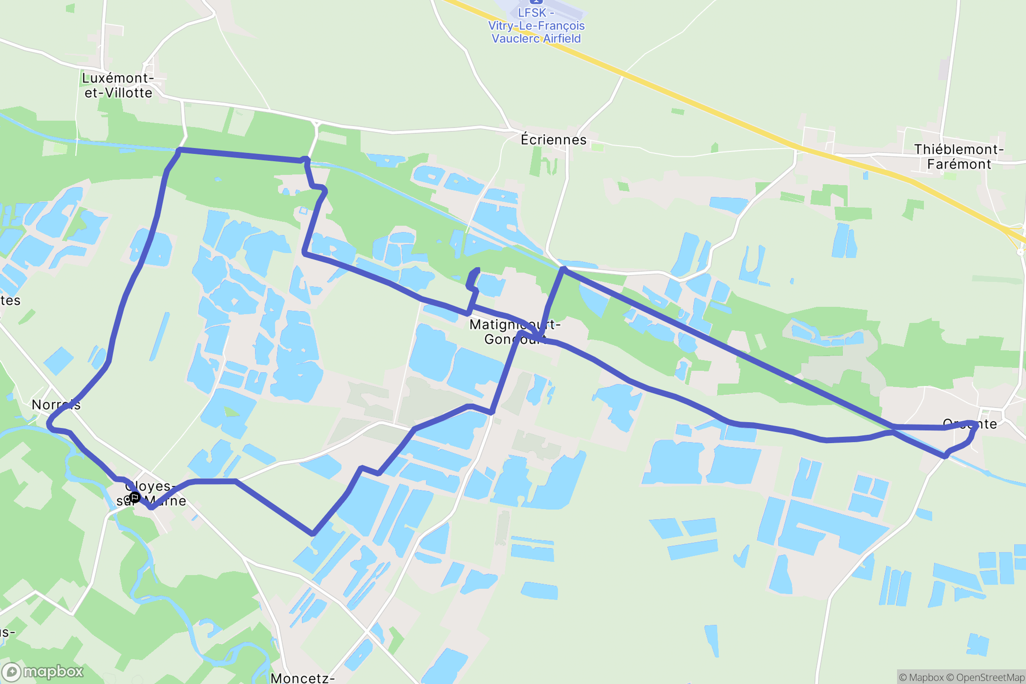 Cloyes-sur-Marne : carte du parcours de randonnée - France