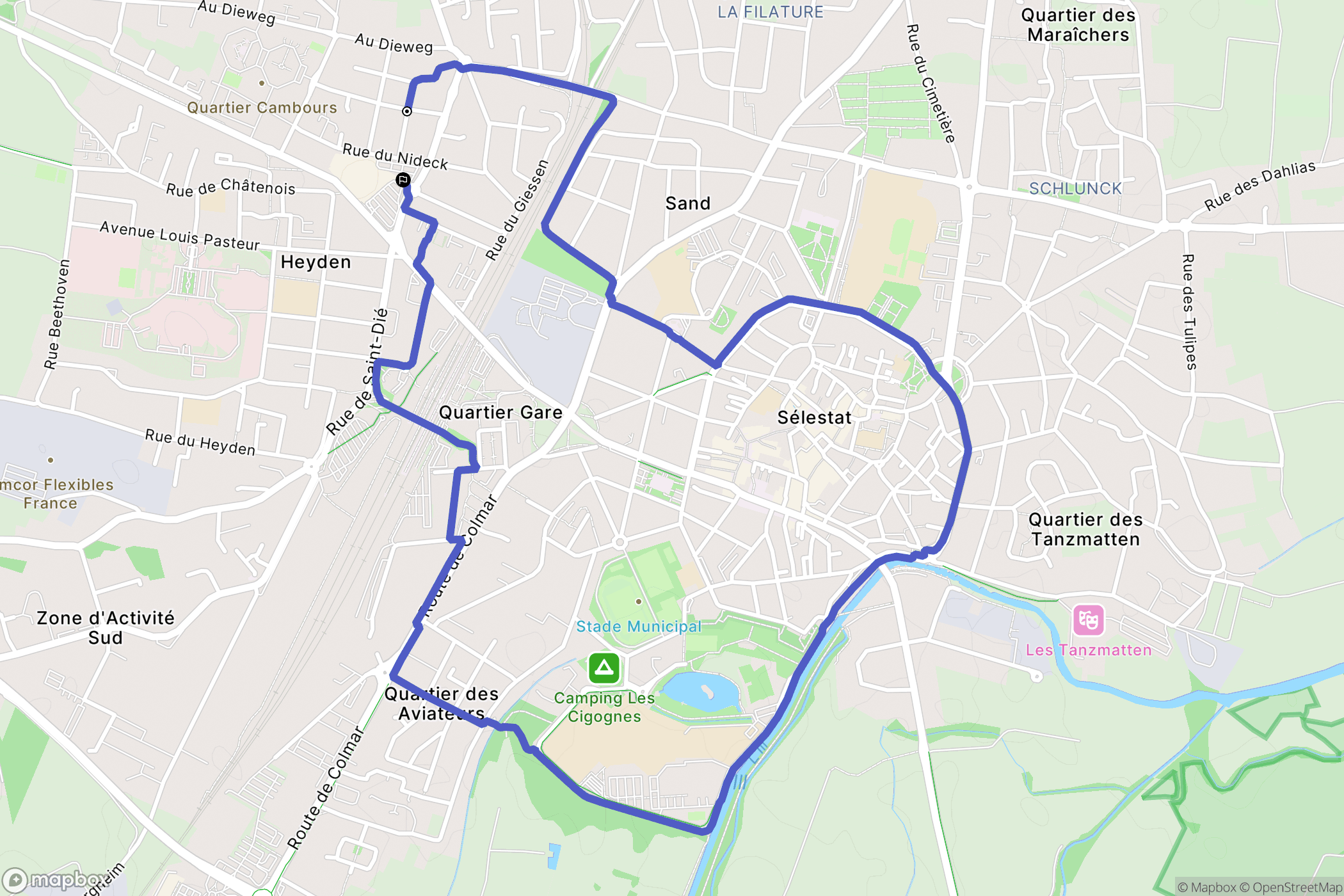 Sélestat : carte du parcours de randonnée - France