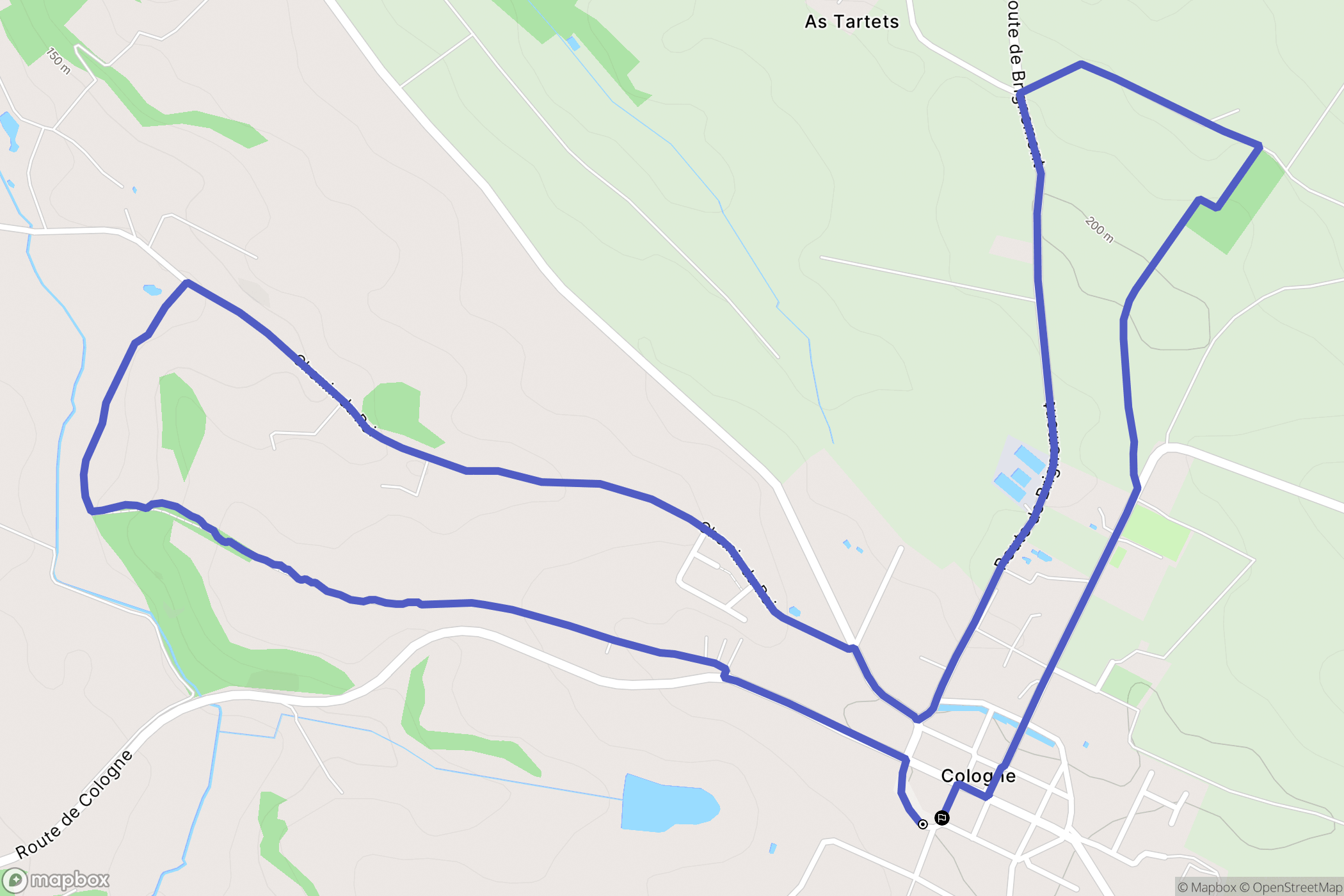 Cologne : carte du parcours de randonnée - France